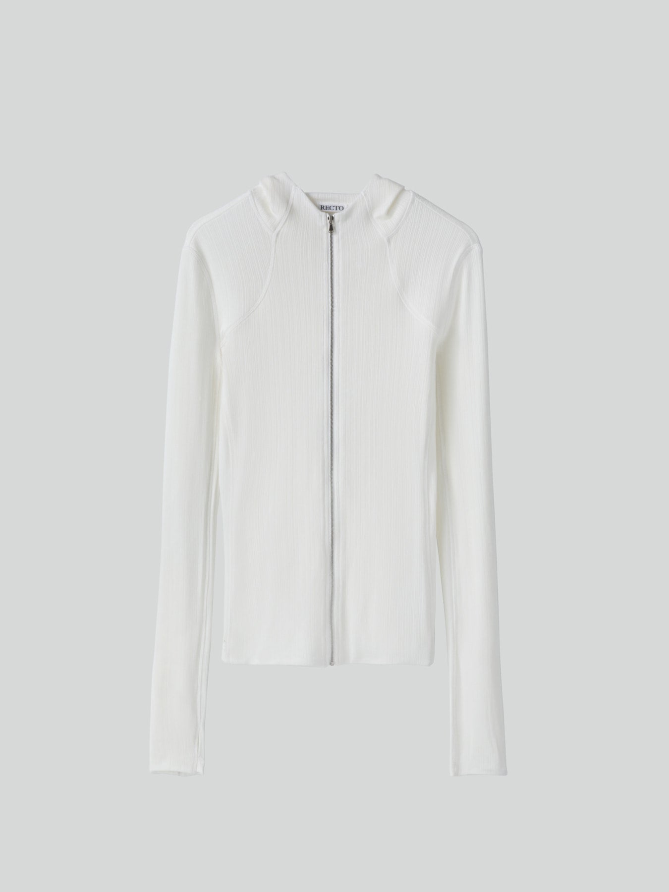 Recto - Sheer Jersey Fitted Zip Hoodie (Ivory) product image 6 | TRAB K-Fashion Australia
