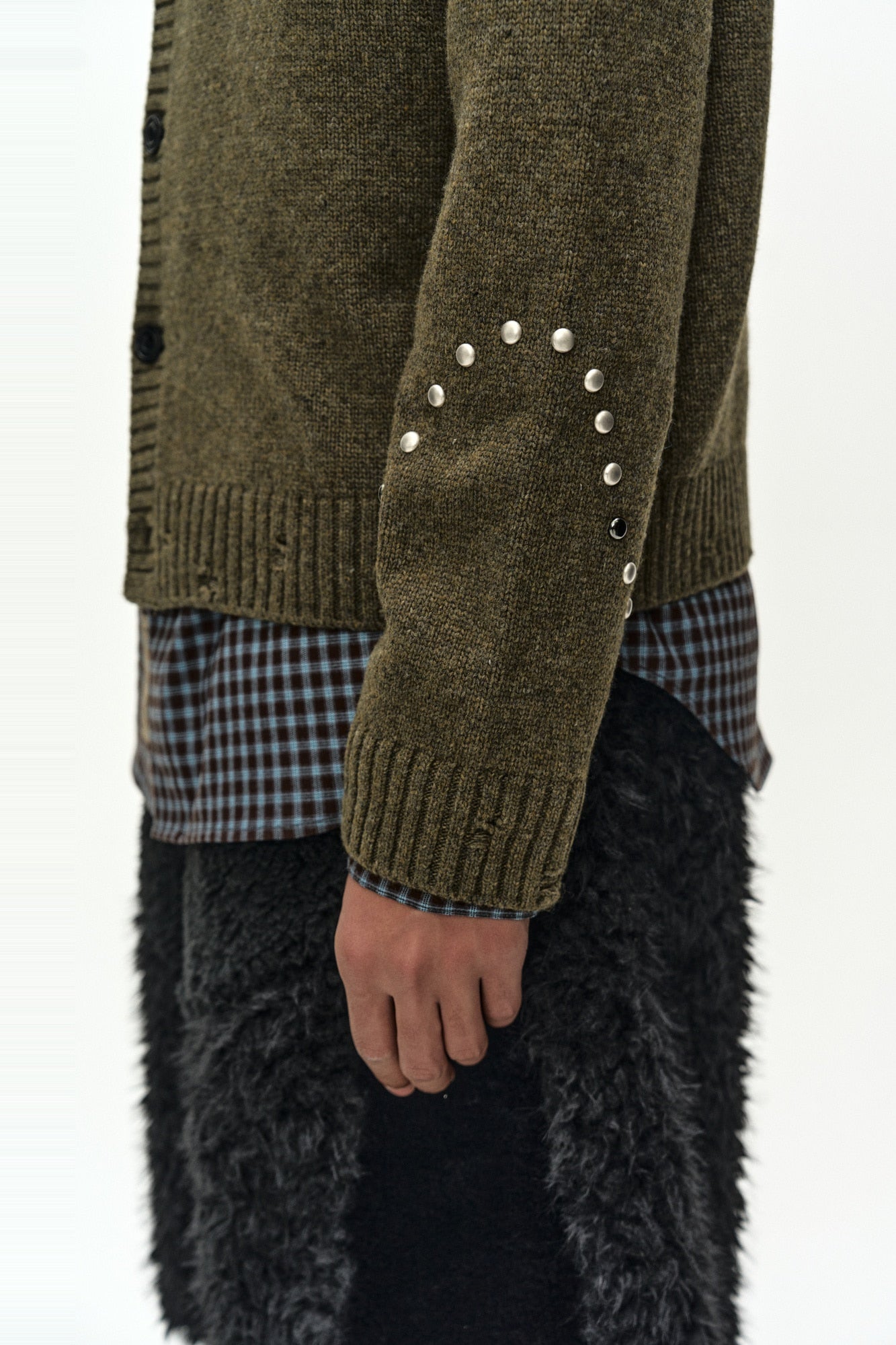 Andersson Bell - Roghen Studded Cardigan (moss Khaki) (Moss Khaki) product image 10 | TRAB K-Fashion Australia