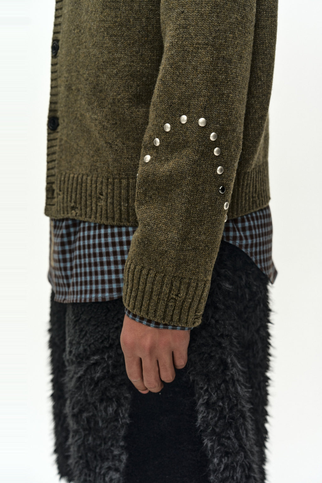 Andersson Bell - Roghen Studded Cardigan (Moss Khaki) product image 10 | TRAB K-Fashion Australia