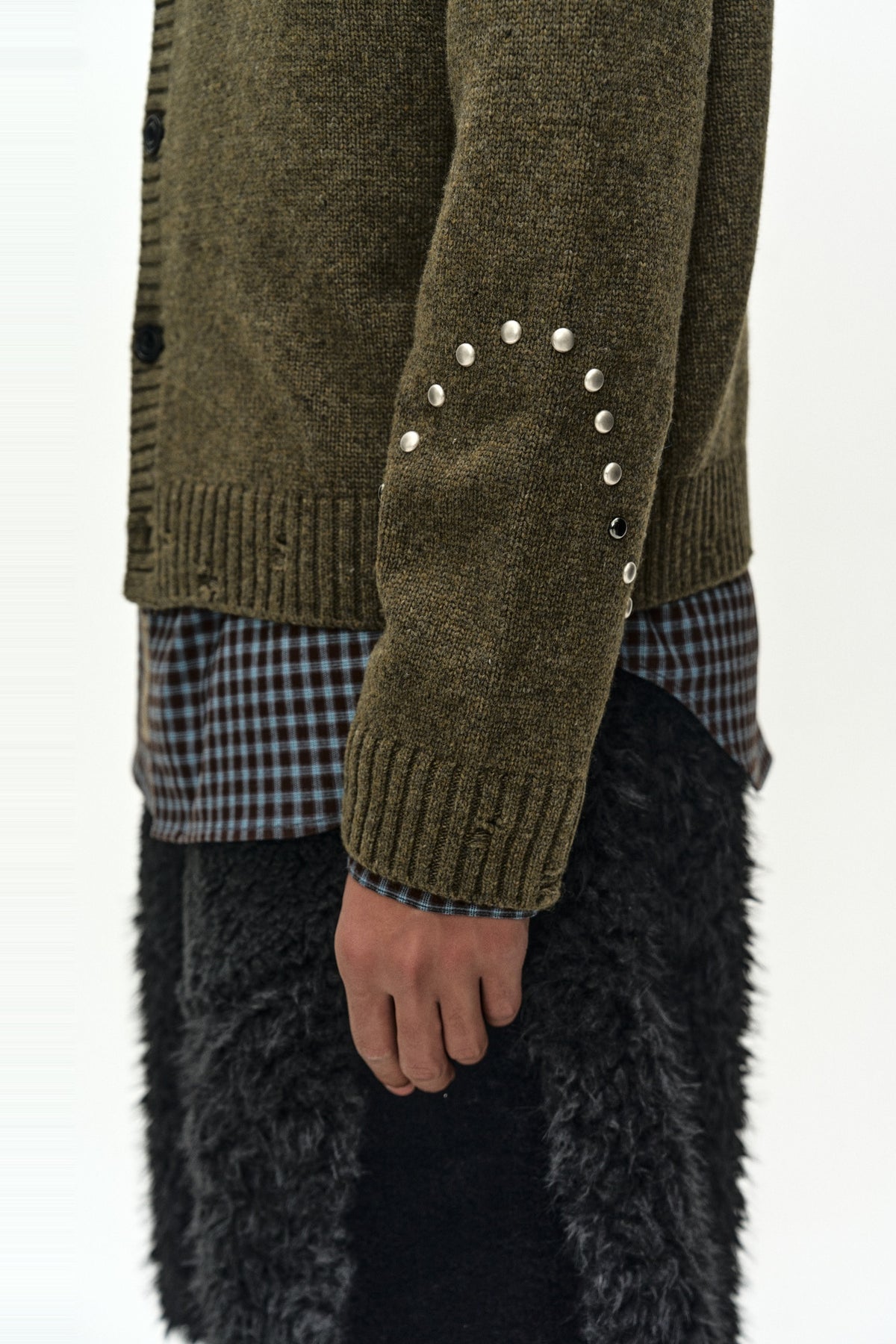 Andersson Bell - Roghen Studded Cardigan (Moss Khaki) product image 10 | TRAB K-Fashion Australia