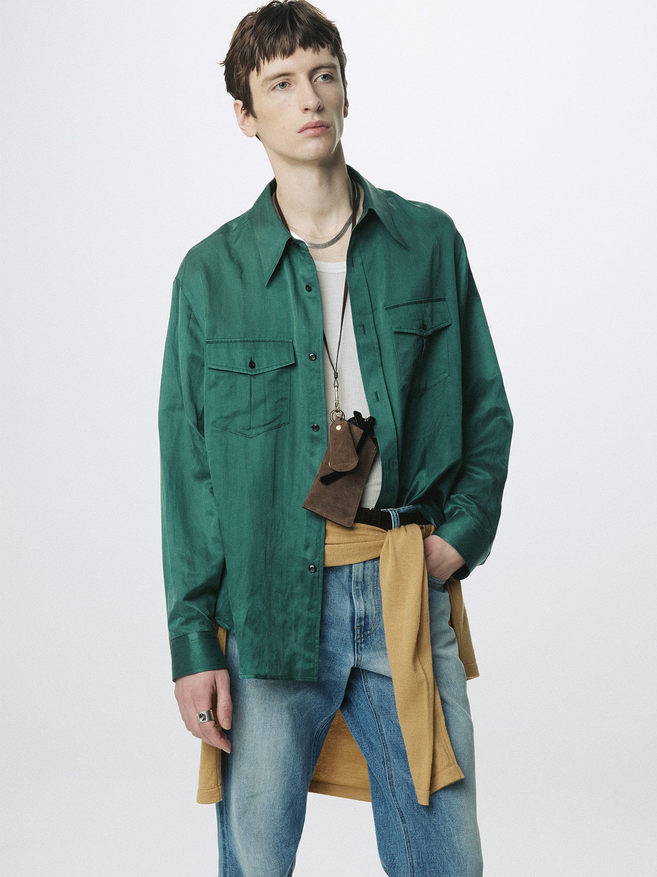 Tonywack - Silk Cotton Double Pocket Shirt (Green) product image 6 | TRAB K-Fashion Australia