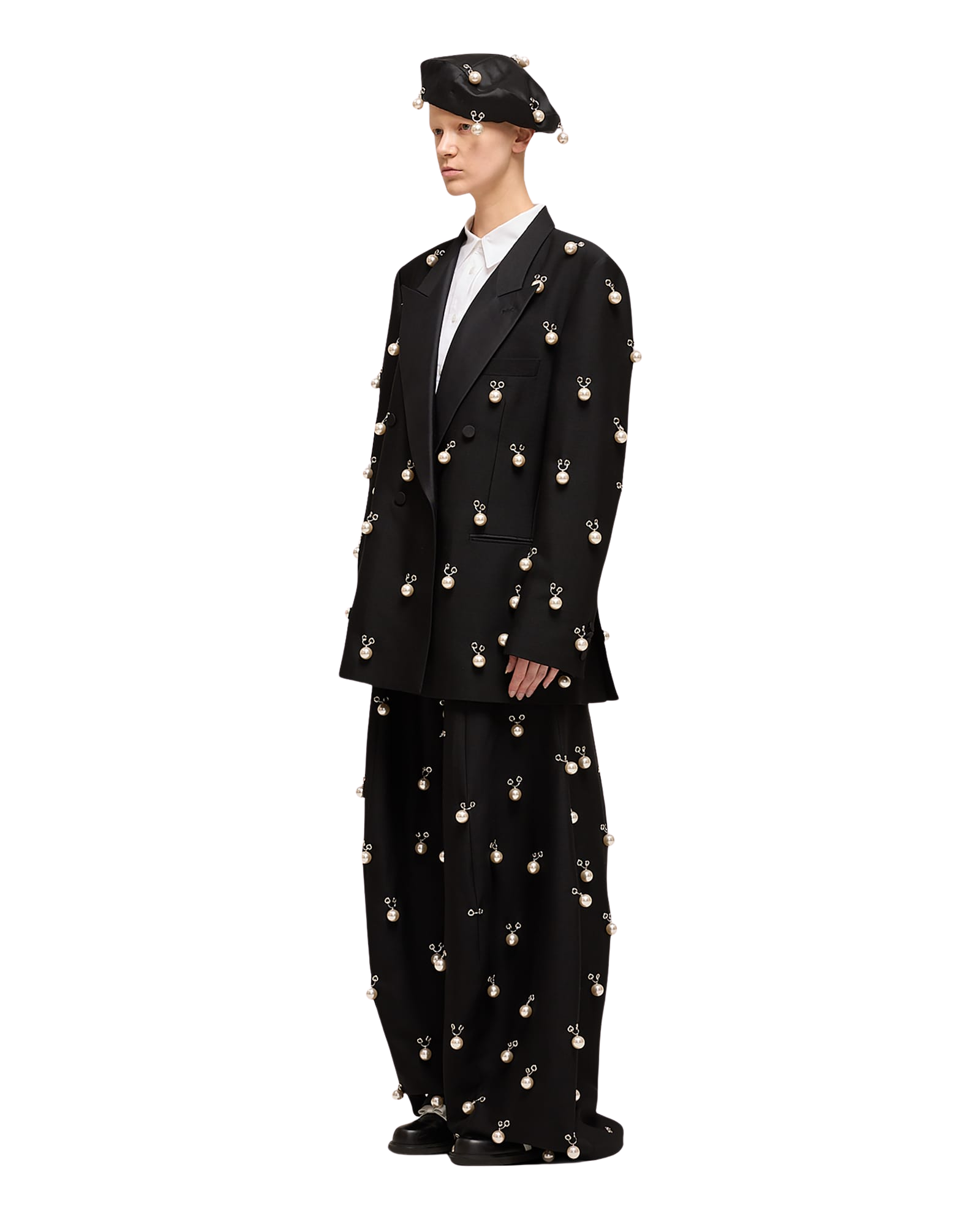 Kimhe Kim - Pearl Embellished Wool Silk Tuxedo Jacket (Black) product image 5 | TRAB K-Fashion Australia