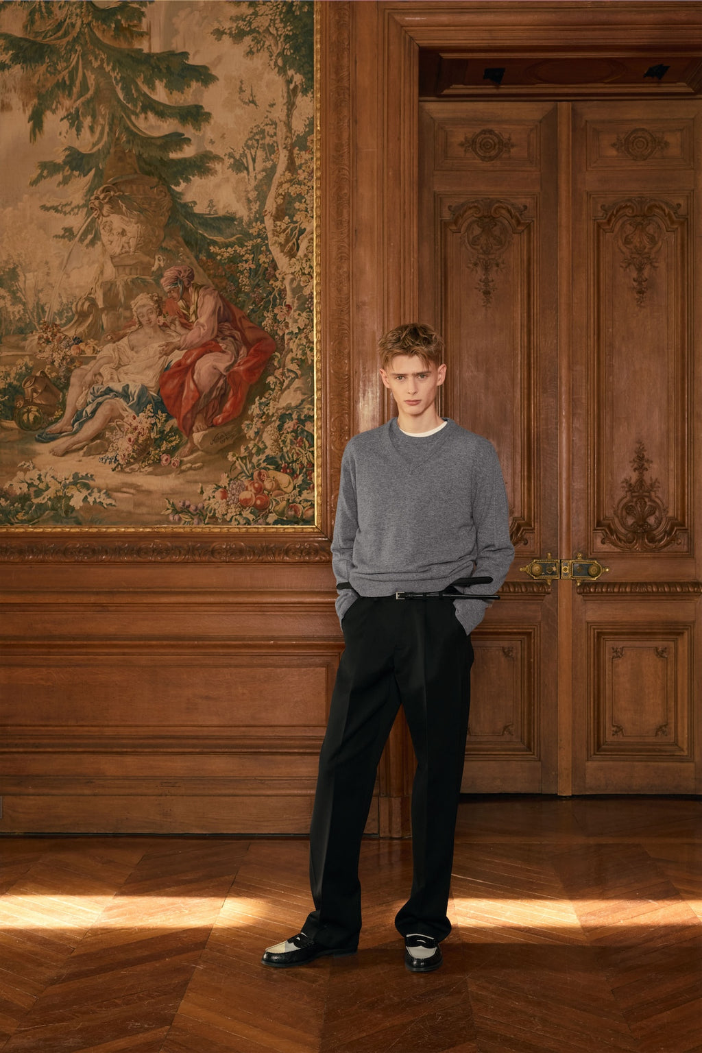 STU - Pin Tuck V-neck Knit (Grey) product image 5 | TRAB K-Fashion Australia