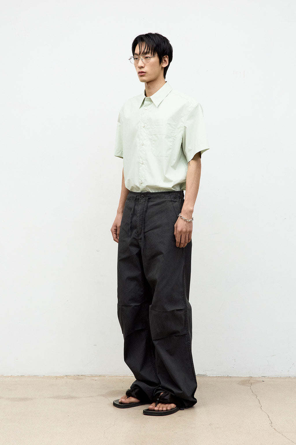 Coor - One Pocket Papery Cotton Half Shirt (Mint) product image 3 | TRAB K-Fashion Australia