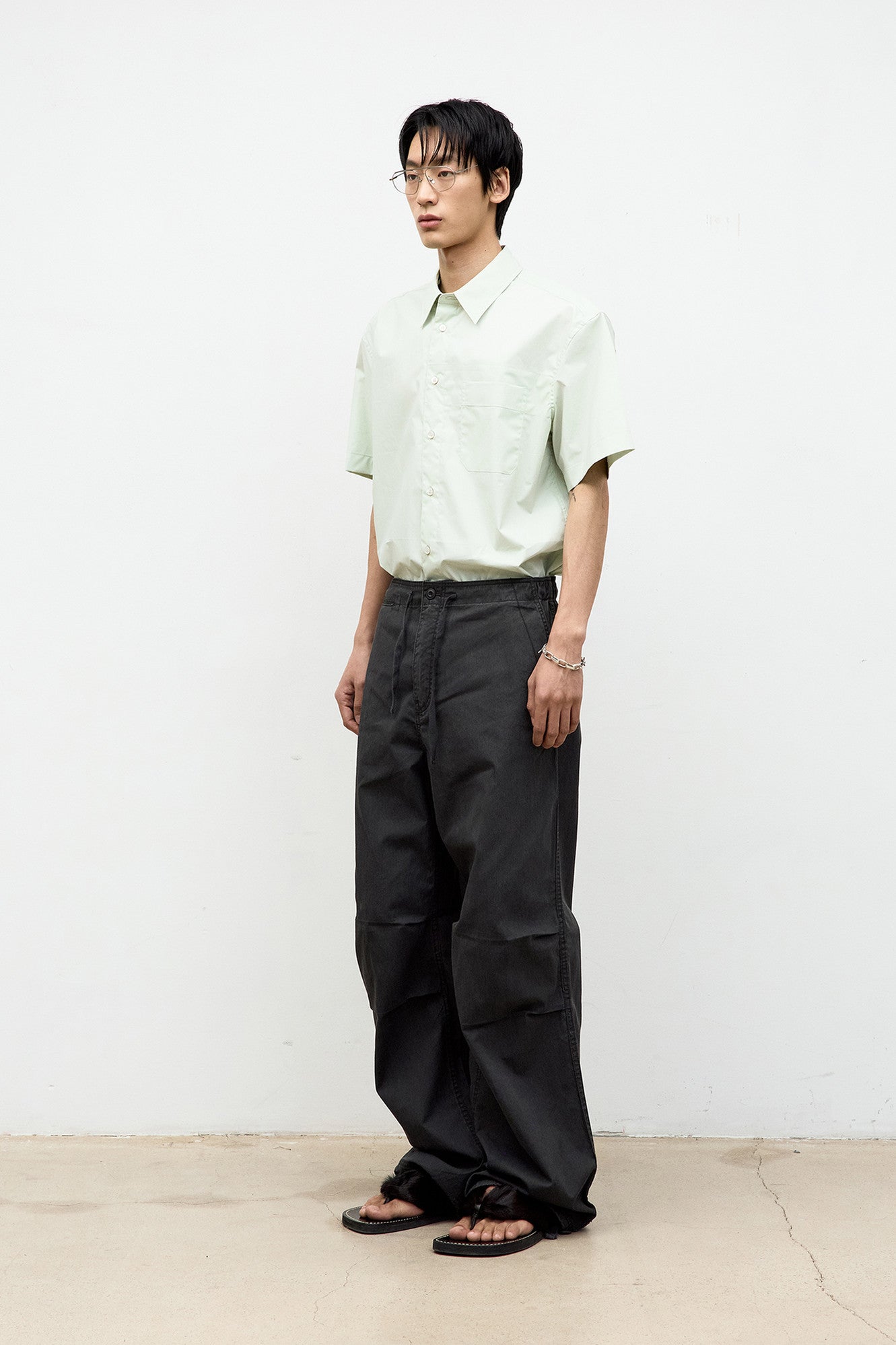 Coor - One Pocket Papery Cotton Half Shirt (Mint) product image 3 | TRAB K-Fashion Australia