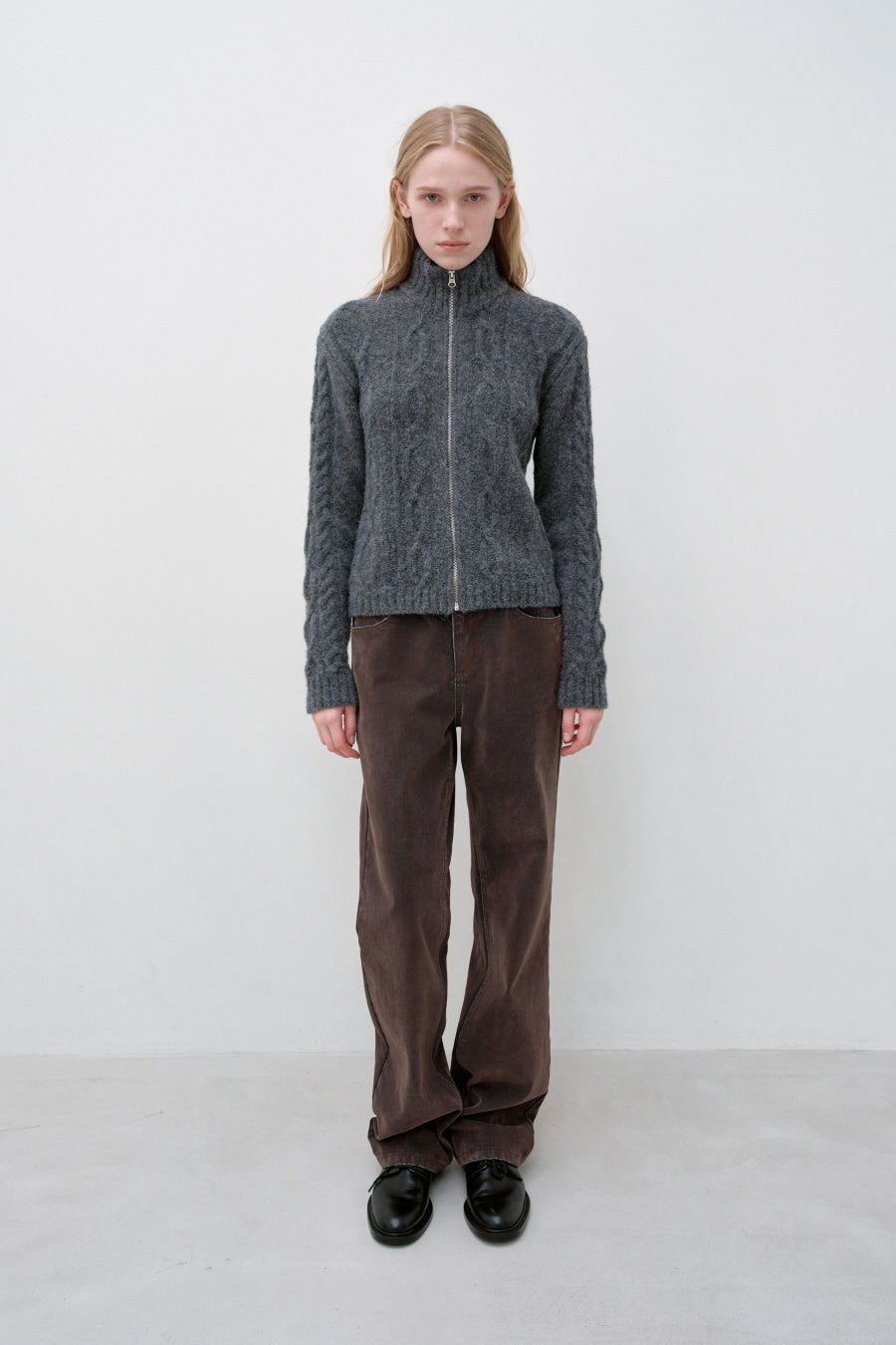 Insilence - Twist Half Zip-up Knit (Charcoal) product image 5 | TRAB K-Fashion Australia