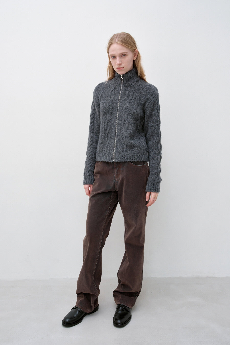 Insilence - Twist Half Zip-up Knit (Charcoal) product image 6 | TRAB K-Fashion Australia