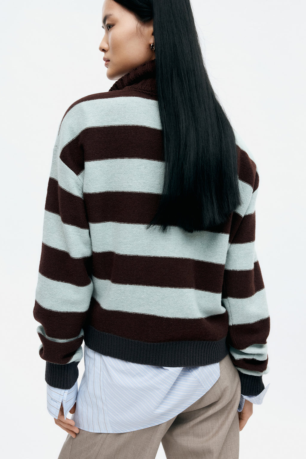 Andersson Bell - Bold Stripe Collar Sweater (Brown/Jade) product image 5 | TRAB K-Fashion Australia