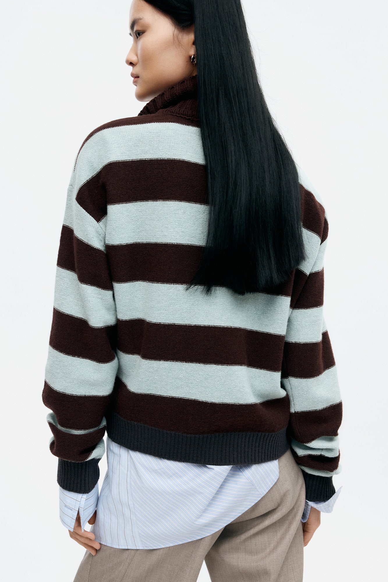 Andersson Bell - Bold Stripe Collar Sweater (Brown/Jade) product image 5 | TRAB K-Fashion Australia