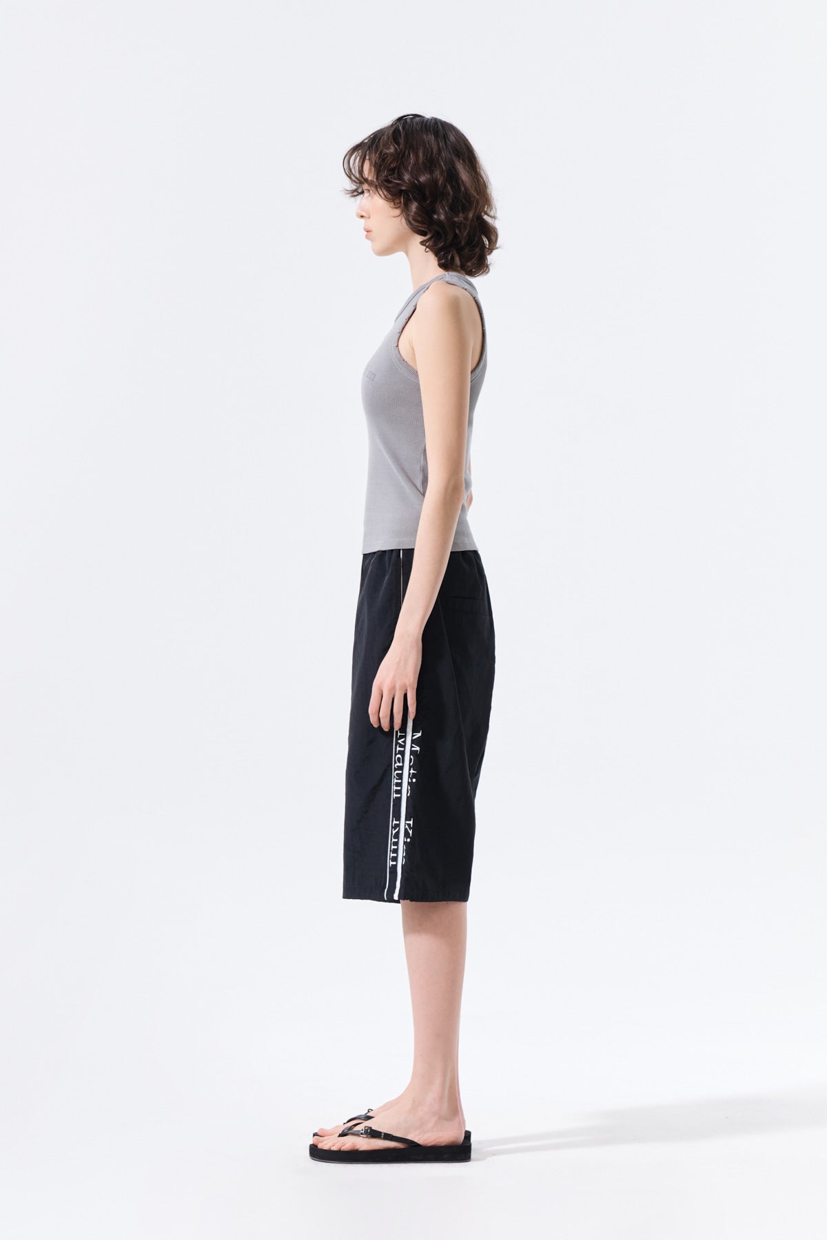 Matin Kim - Side Logo Bermuda Track Pants (Black) product image 7 | TRAB K-Fashion Australia