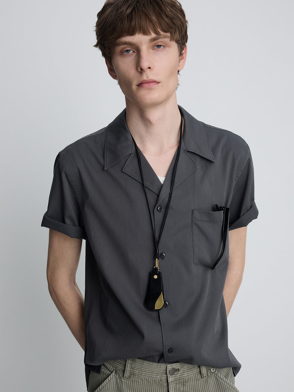 Tonywack - Silky Cotton Bowling Shirt (Anthracite) product image 5 | TRAB K-Fashion Australia