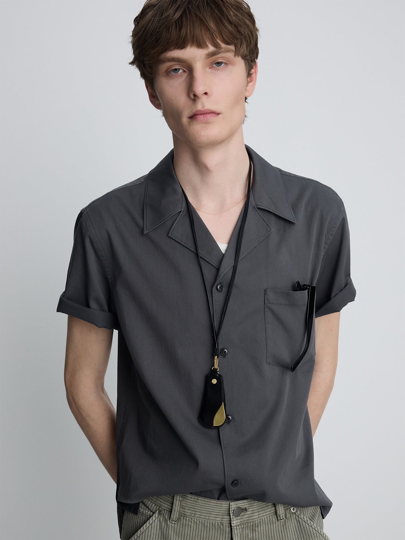 Tonywack - Silky Cotton Bowling Shirt (Anthracite) product image 5 | TRAB K-Fashion Australia