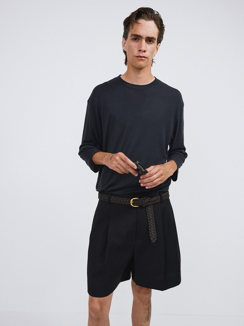 Recto - Double Pleated Shorts (Dark Navy) product image 3 | TRAB K-Fashion Australia