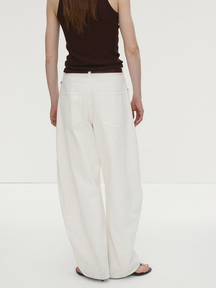 Tonywack - Side Tuck Wide-Leg Denim Jeans (Ecru) product image 4 | TRAB K-Fashion Australia