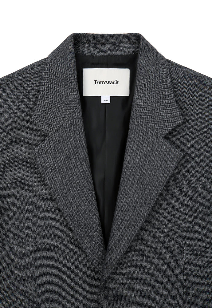 Tonywack - Relaxed Fit Tailored Blazer (Mid-Grey Herringbone) product image 8 | TRAB K-Fashion Australia