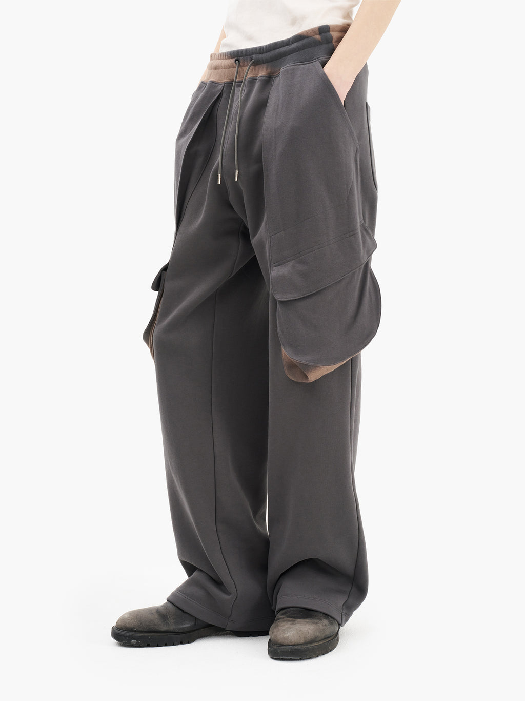 Jiyong Kim - Sun-Bleached Draped Pocket Sweatpants (Grey) product image 2 | TRAB K-Fashion Australia