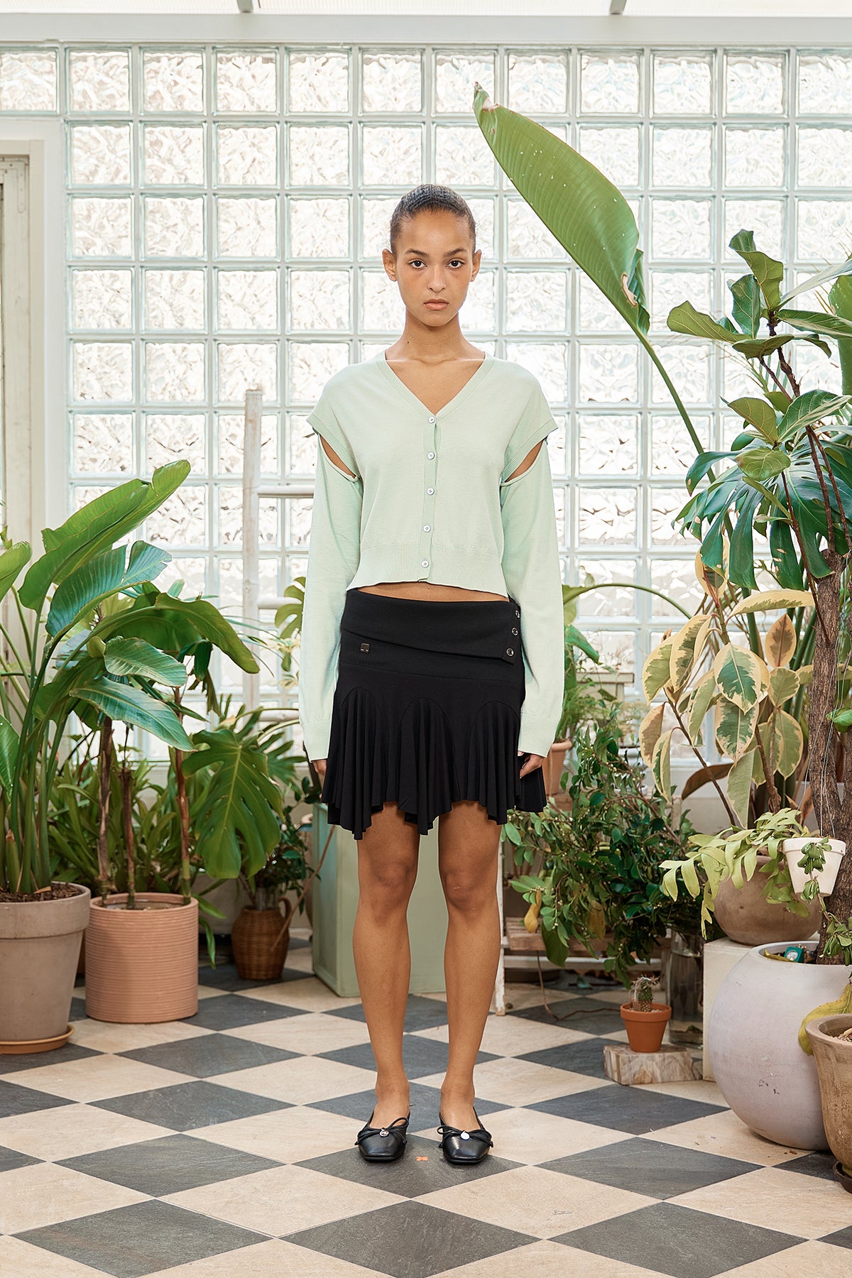 Matin Kim - Slit Detail Button Cardigan (Mint) product image 16 | TRAB K-Fashion Australia