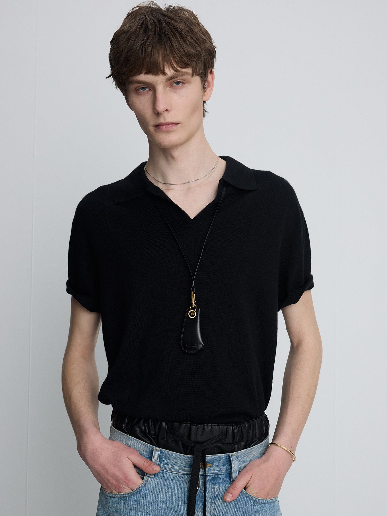 Tonywack - Silk Cashmere Open Collar Knit (Black) product image 5 | TRAB K-Fashion Australia