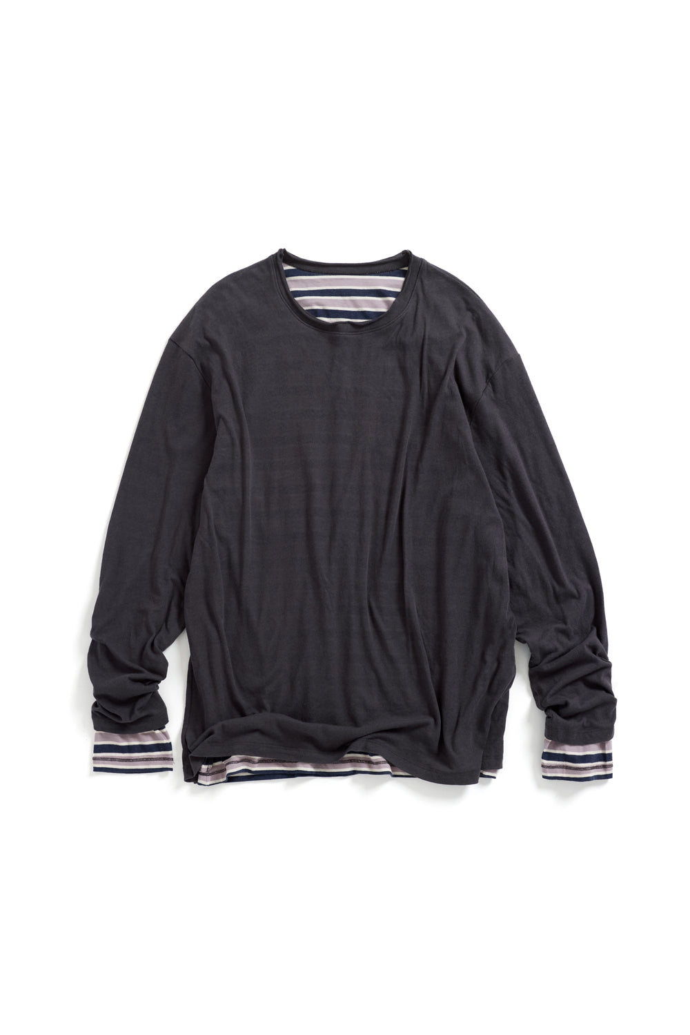 Hatchingroom - Two Face Stripe Tee Blue (Charcoal) product image 1 | TRAB K-Fashion Australia