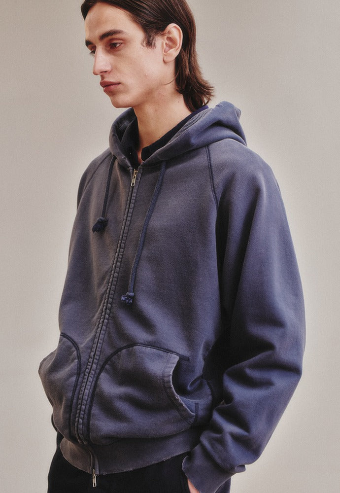 Art if acts - Garment Dyed Sweat Hooded Zip-Up (Navy) product image 1 | TRAB K-Fashion Australia