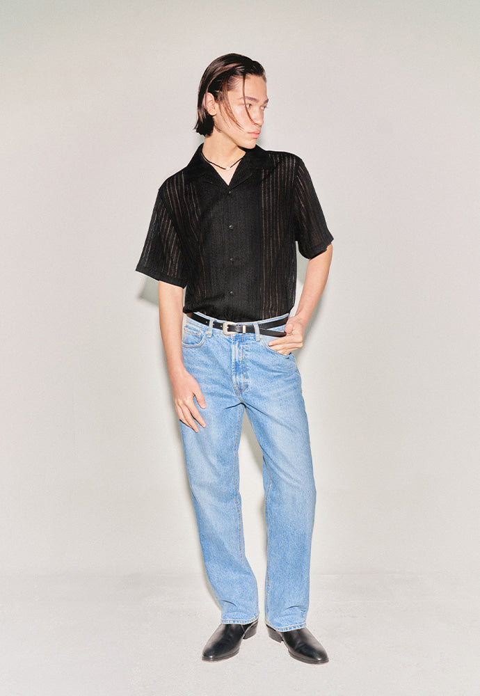 Tonywack - Crochet Camp Collar Half Sleeve Shirt (Black) product image 3 | TRAB K-Fashion Australia