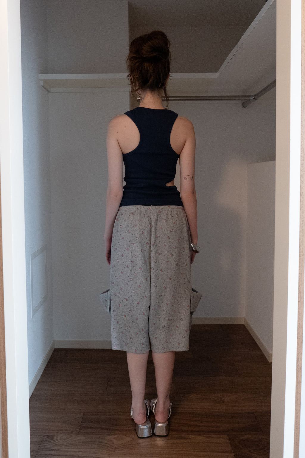 Deinet - Soft Waffle Flower Jersey Cargo Bermuda Pants (Melange Grey) product image 3 | TRAB K-Fashion Australia