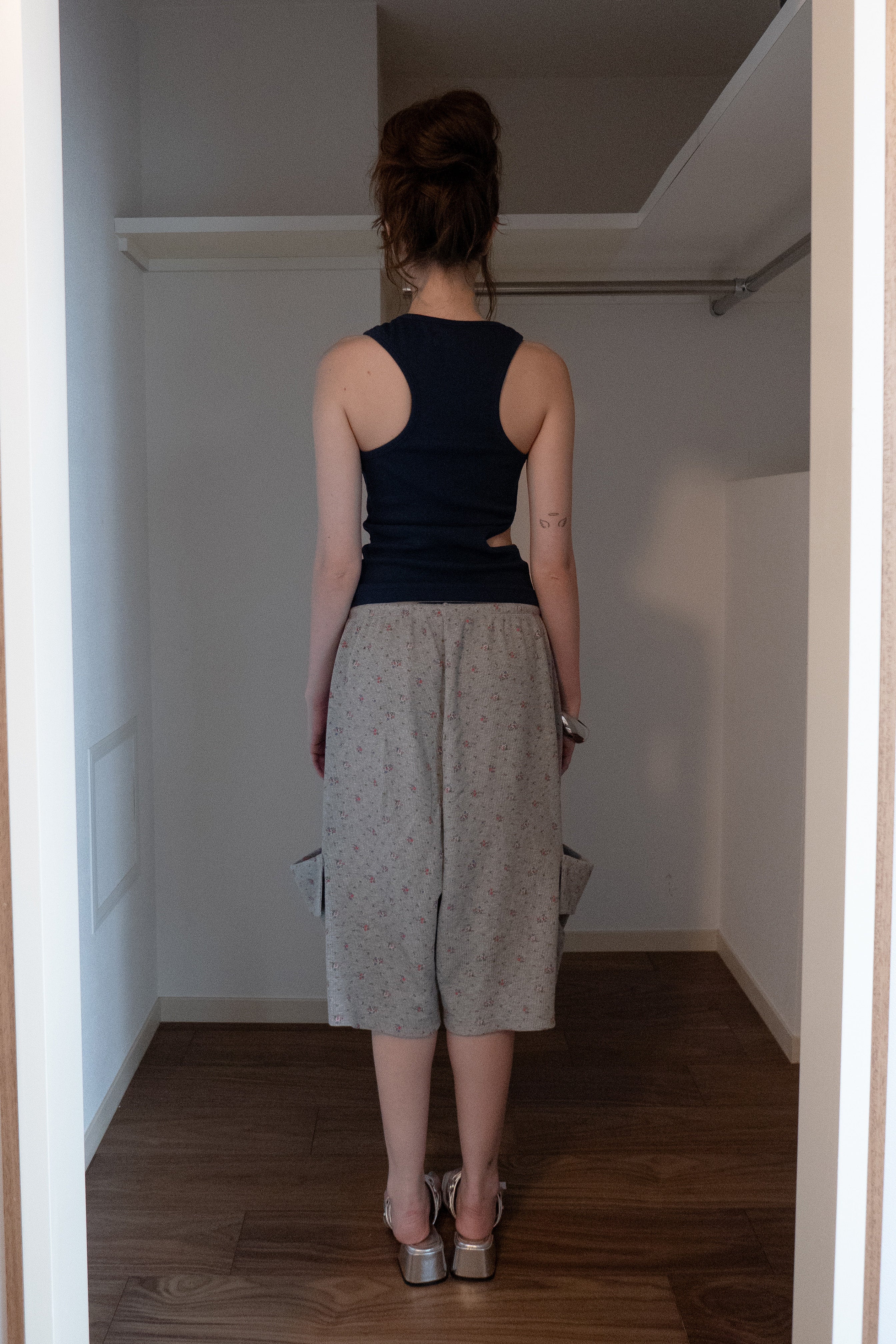Deinet - Soft Waffle Flower Jersey Cargo Bermuda Pants (Melange Grey) product image 3 | TRAB K-Fashion Australia