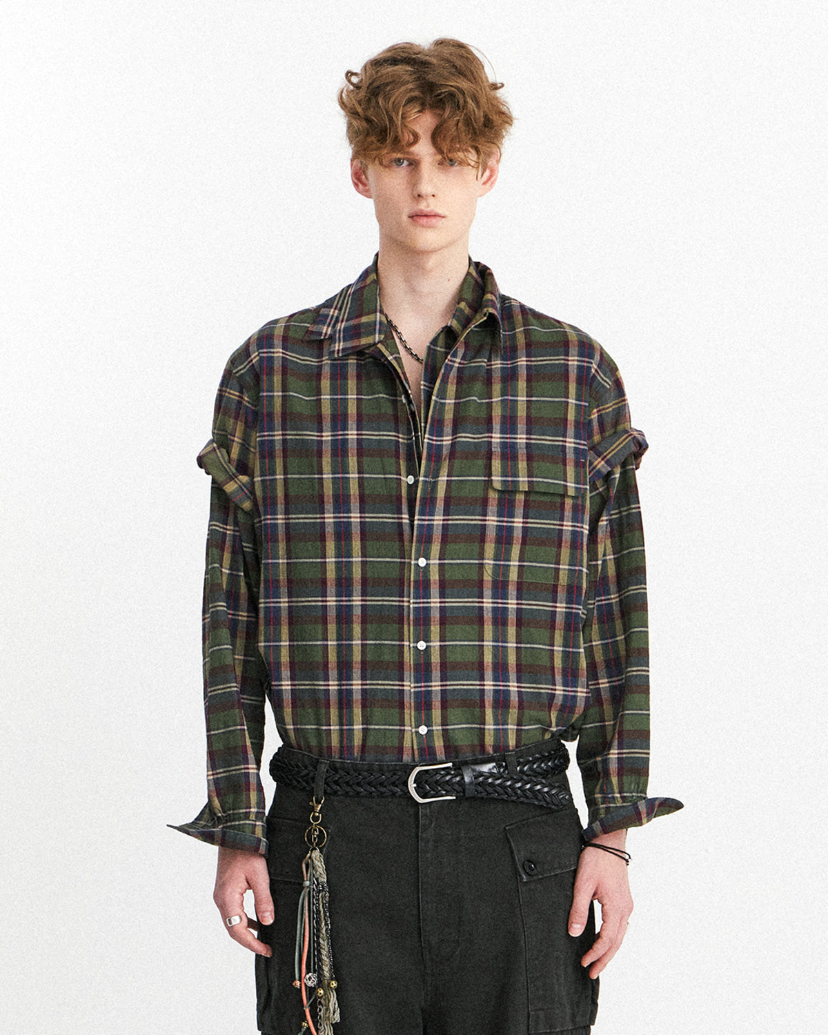 Eastlogue - Holiday Half Shirts (Green & Purple Check) product image 2 | TRAB K-Fashion Australia