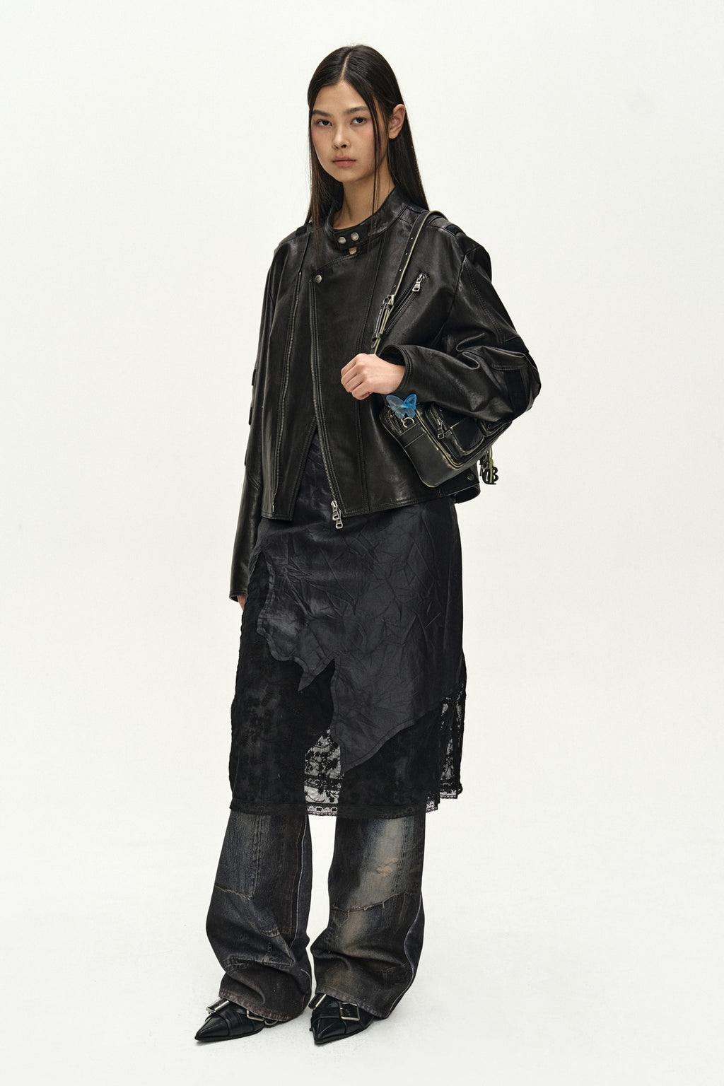 Andersson Bell - Segment Moto Leather Jacket (black) (Black) product image 3 | TRAB K-Fashion Australia