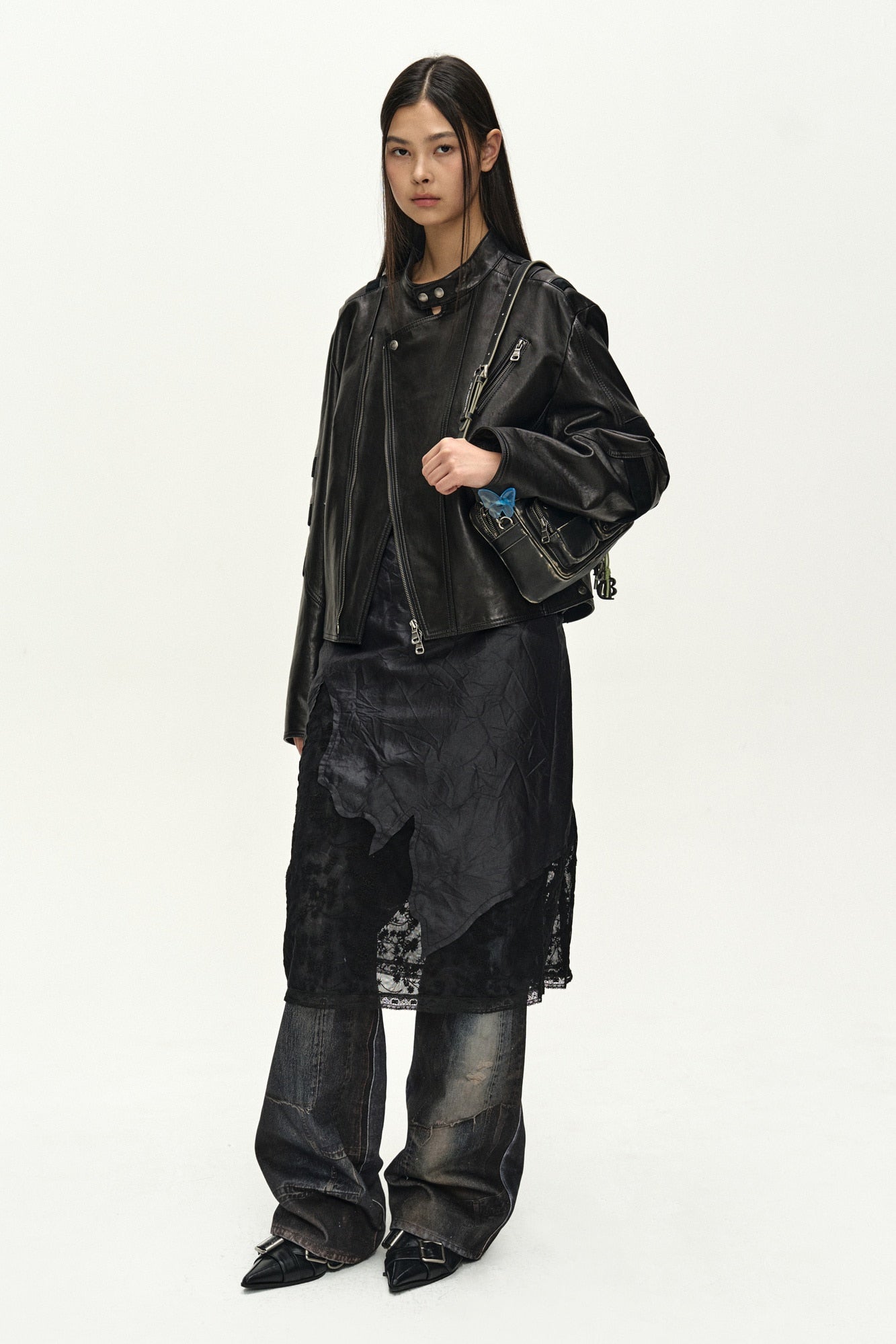 Andersson Bell - Segment Moto Leather Jacket (black) (Black) product image 3 | TRAB K-Fashion Australia