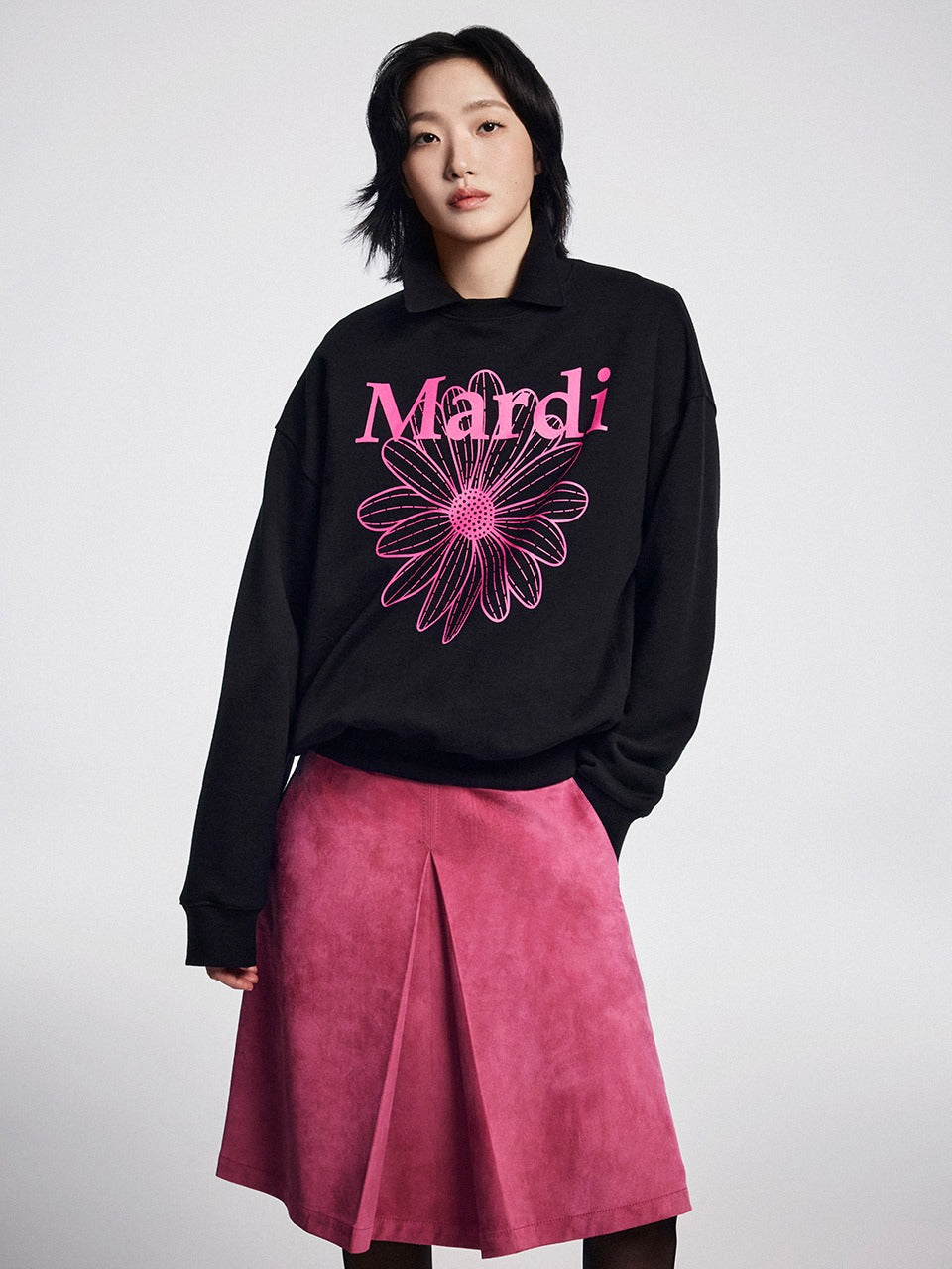 Mardi Mercredi - Suede Midi Skirt (Pink) product image 1 | TRAB K-Fashion Australia