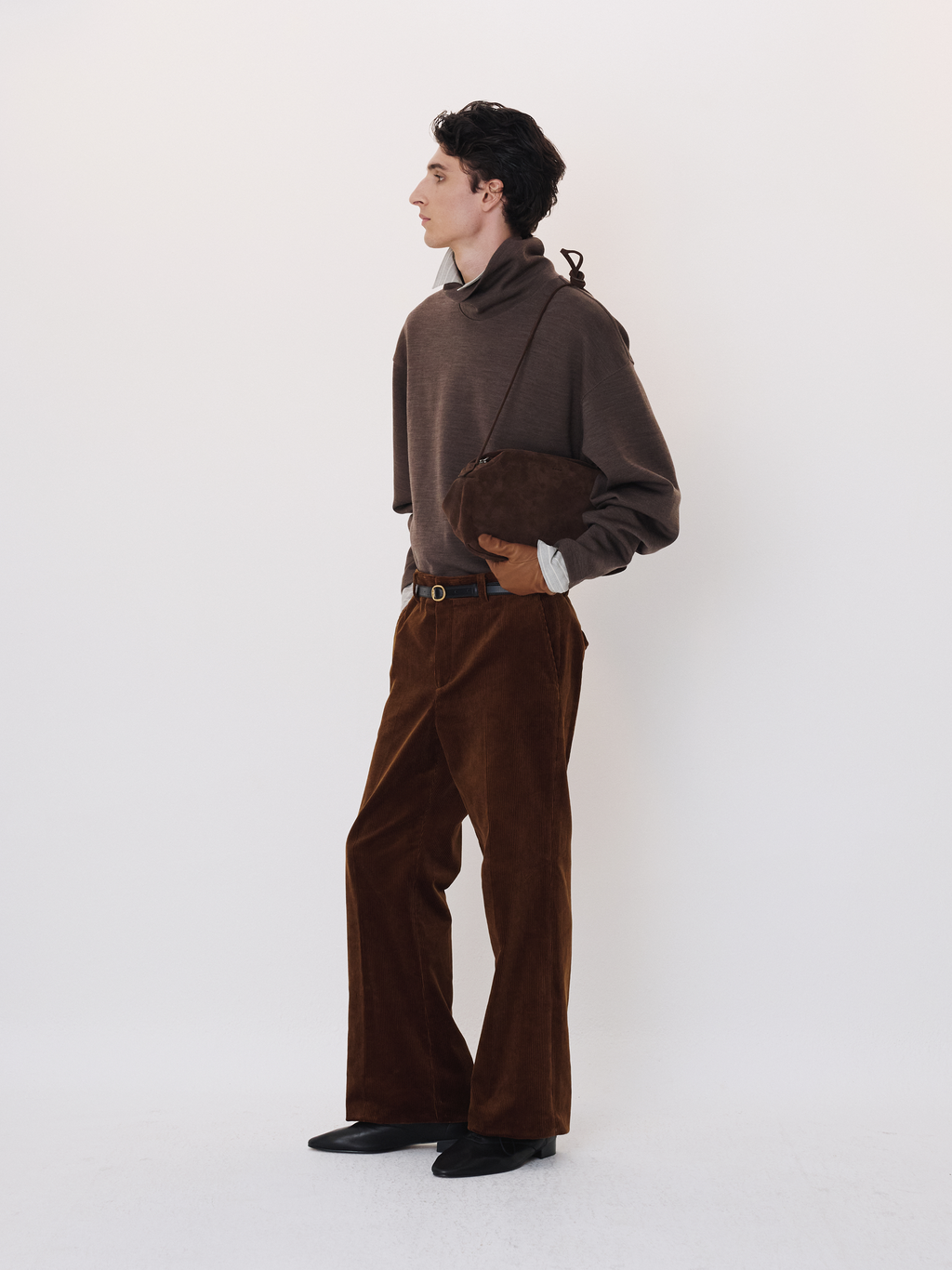 Recto - High Neck Wool Jersey Top (Taupe Brown) product image 4 | TRAB K-Fashion Australia