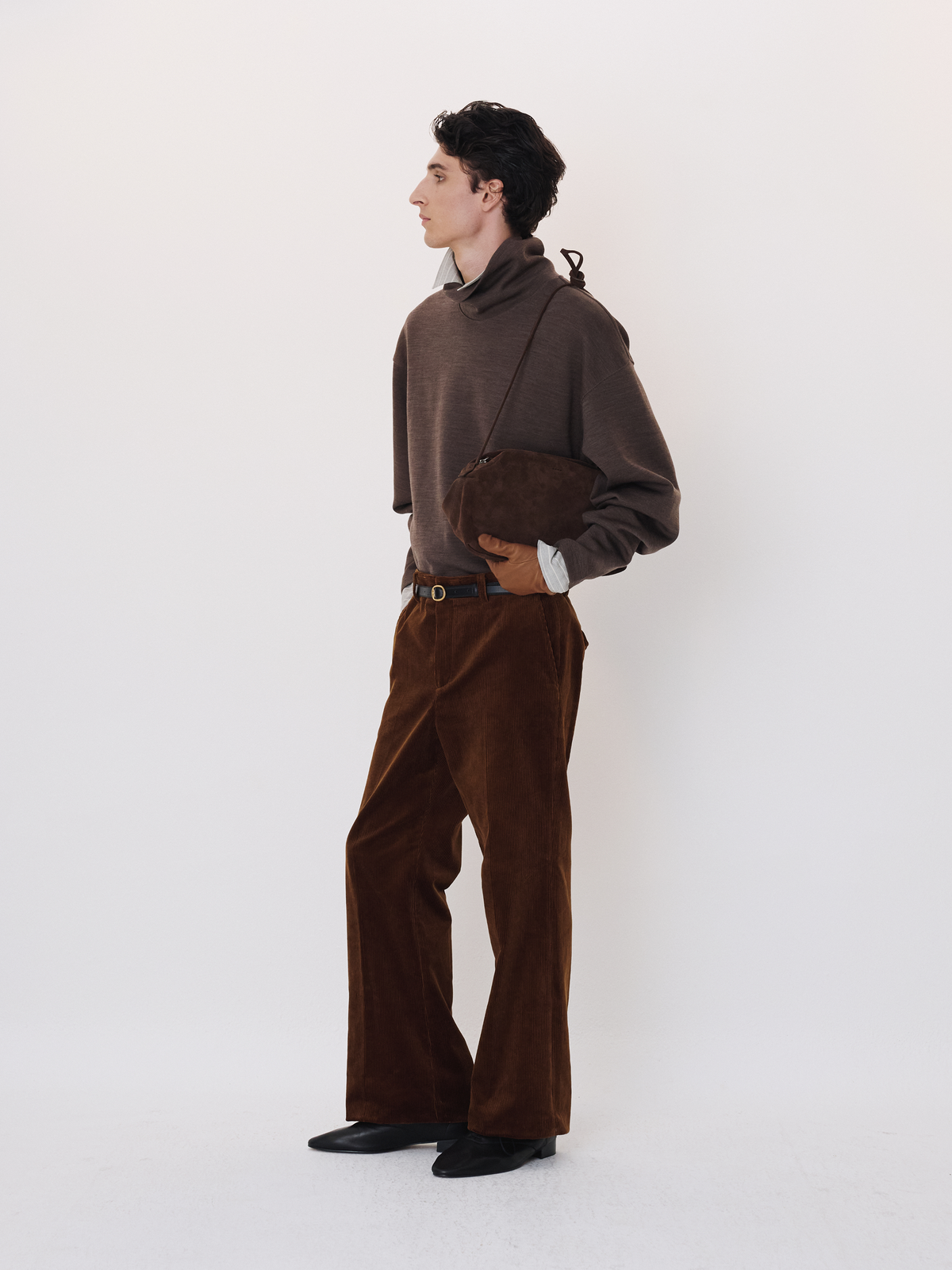 Recto - High Neck Wool Jersey Top (Taupe Brown) product image 4 | TRAB K-Fashion Australia