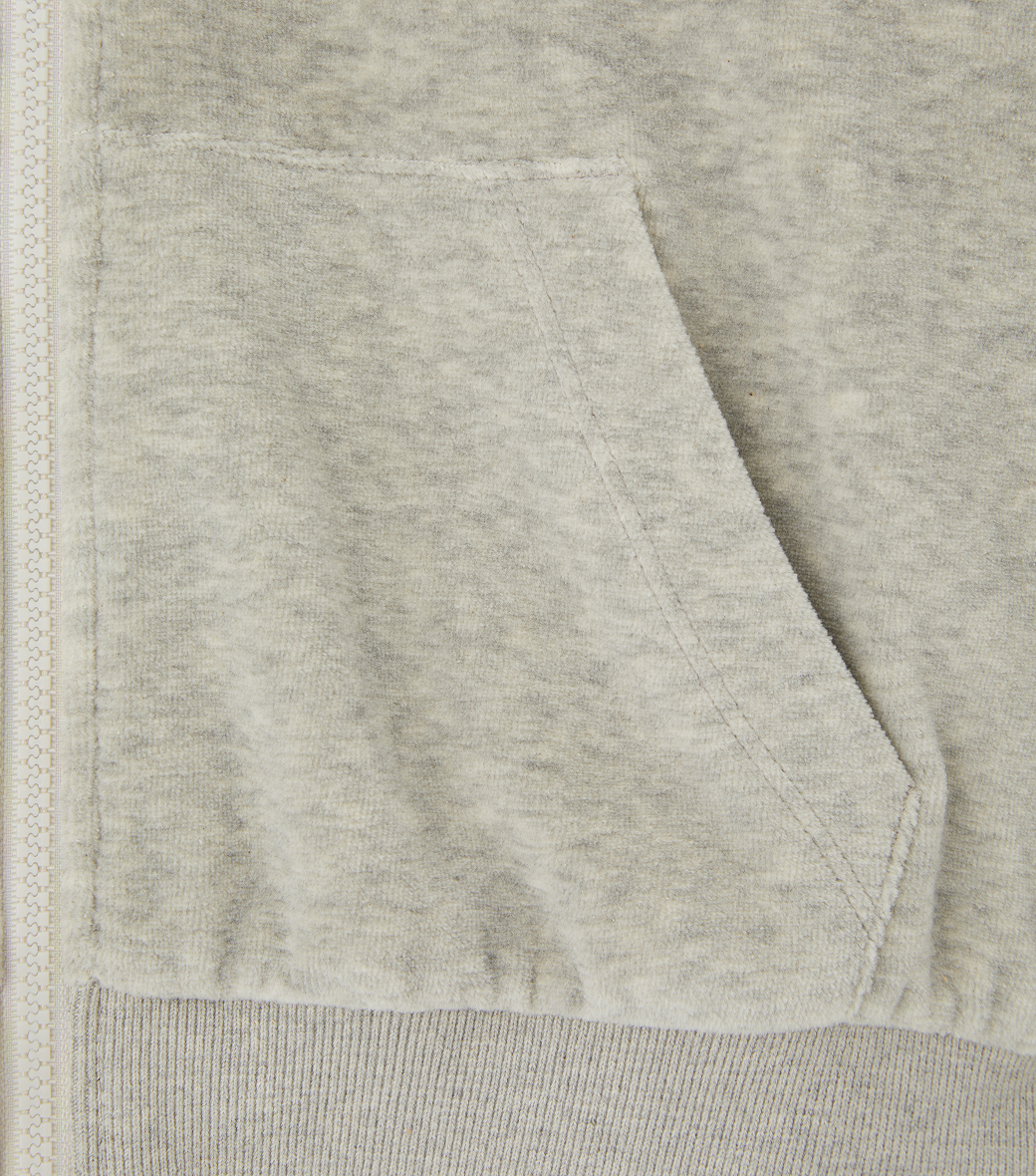 Llege - Velour Crop Hoody Zip-Up (Grey) product image 4 | TRAB K-Fashion Australia