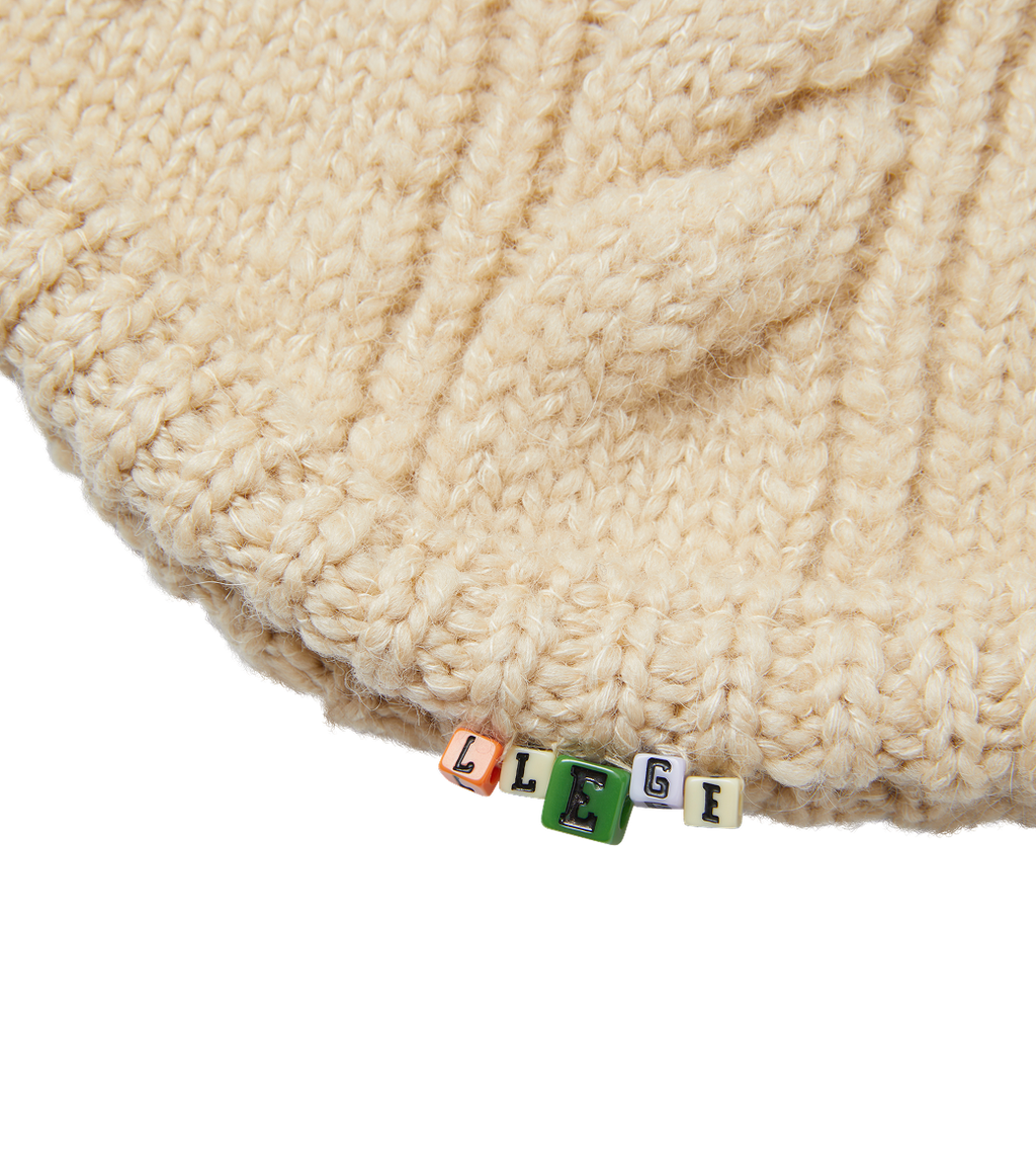 Llege - Cube Detail Cable Earmuff Beanie (Beige) product image 4 | TRAB K-Fashion Australia