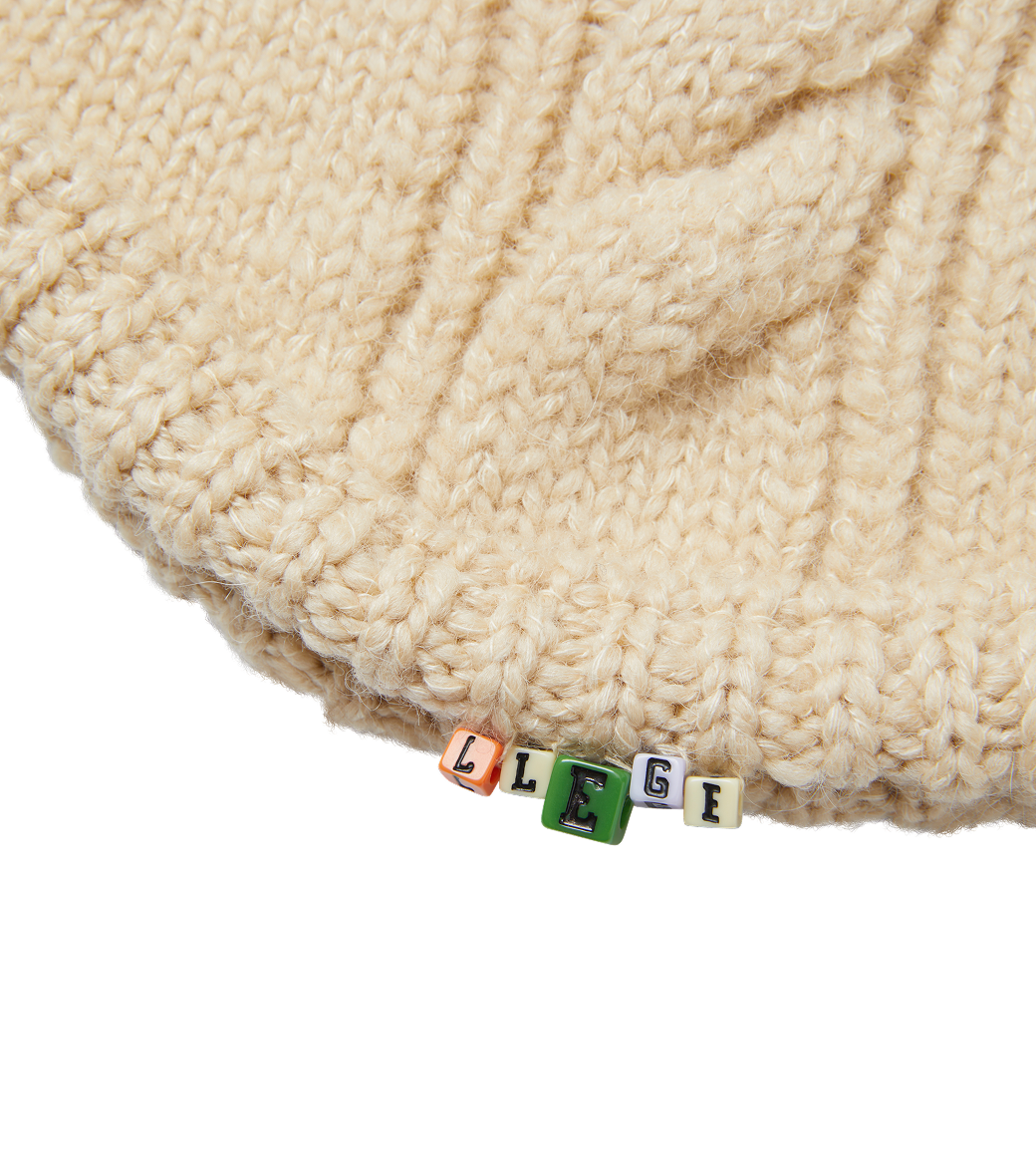 Llege - Cube Detail Cable Earmuff Beanie (Beige) product image 4 | TRAB K-Fashion Australia