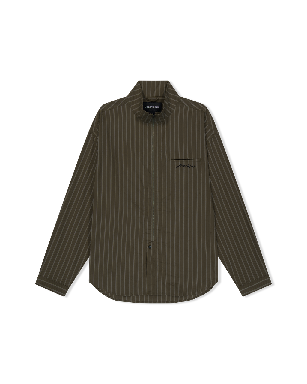 yeseyesee - Hi Neck Two Way Zip Up Shirt (Brown) product image 1 | TRAB K-Fashion Australia