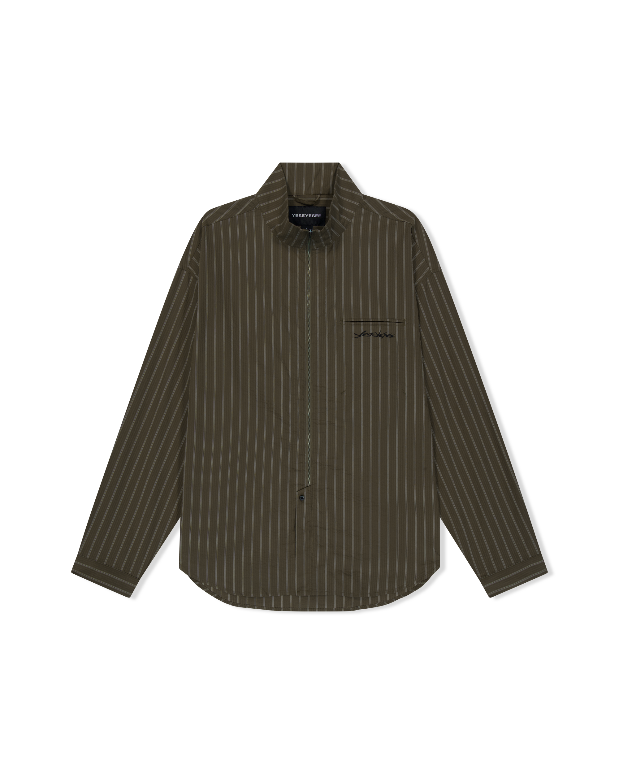 yeseyesee - Hi Neck Two Way Zip Up Shirt (Brown) product image 1 | TRAB K-Fashion Australia