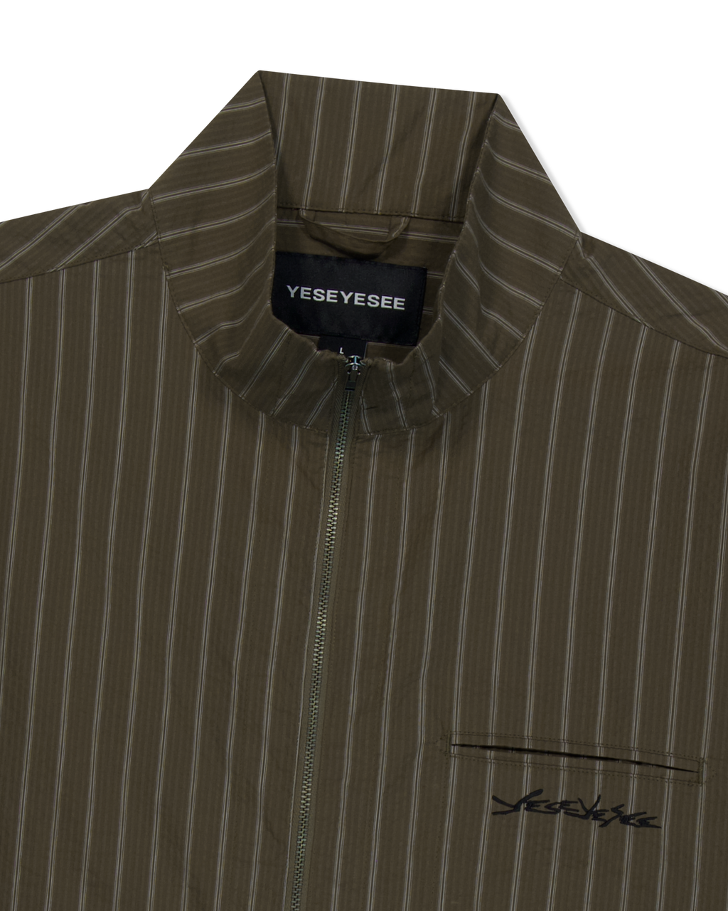 yeseyesee - Hi Neck Two Way Zip Up Shirt (Brown) product image 3 | TRAB K-Fashion Australia