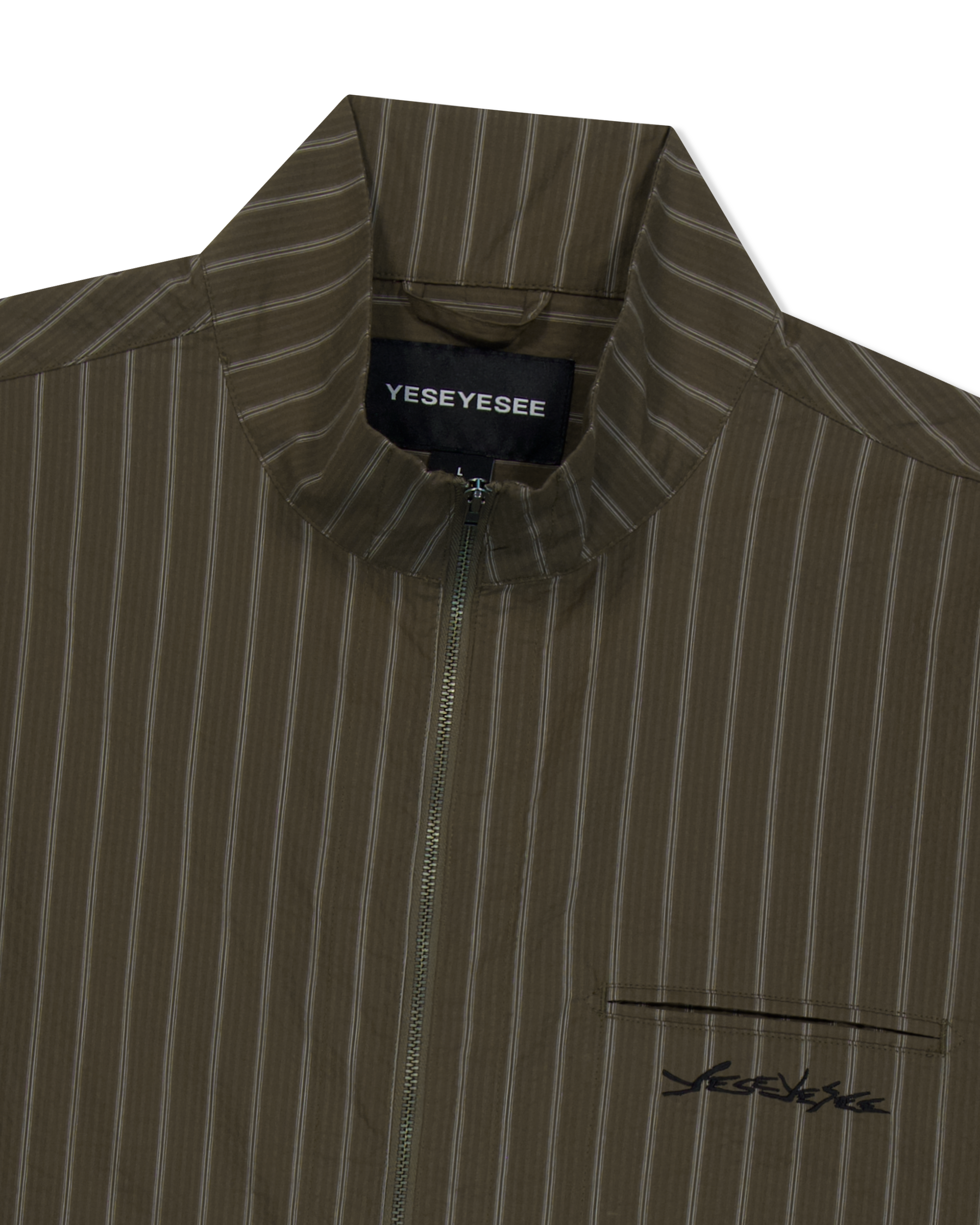 yeseyesee - Hi Neck Two Way Zip Up Shirt (Brown) product image 3 | TRAB K-Fashion Australia