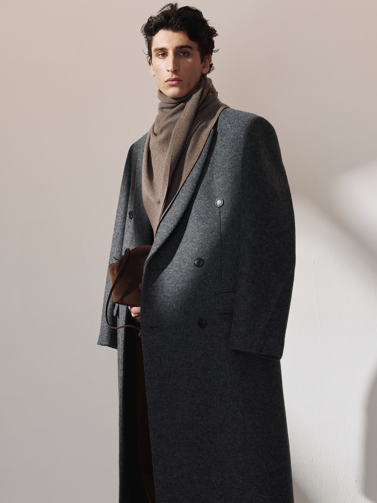 Recto - Classic Tailored Double Breasted Coat (Melange Grey) product image 4 | TRAB K-Fashion Australia