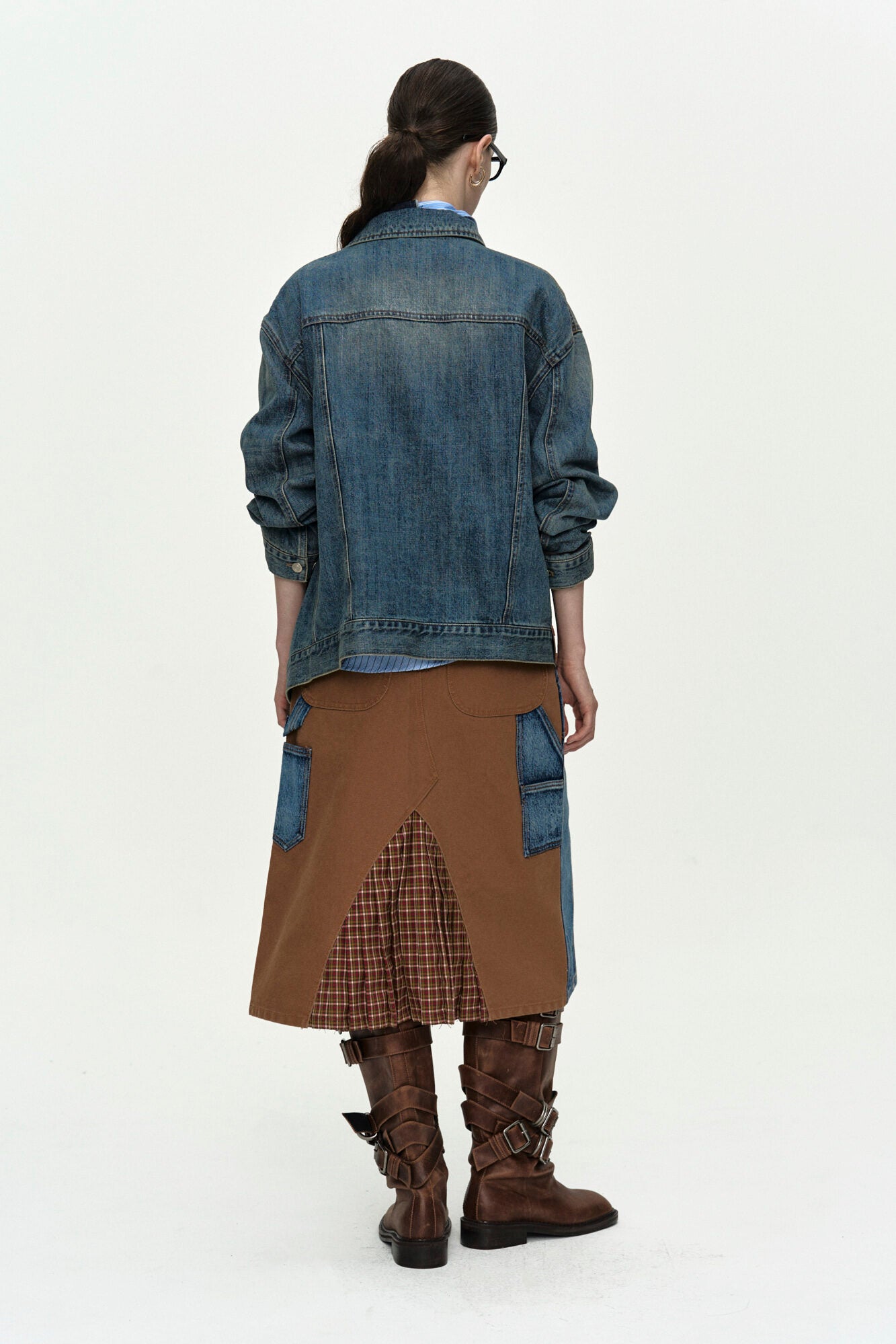Andersson Bell - Unisex Asymmetric Layered Denim Jacket (Blue) product image 4 | TRAB K-Fashion Australia