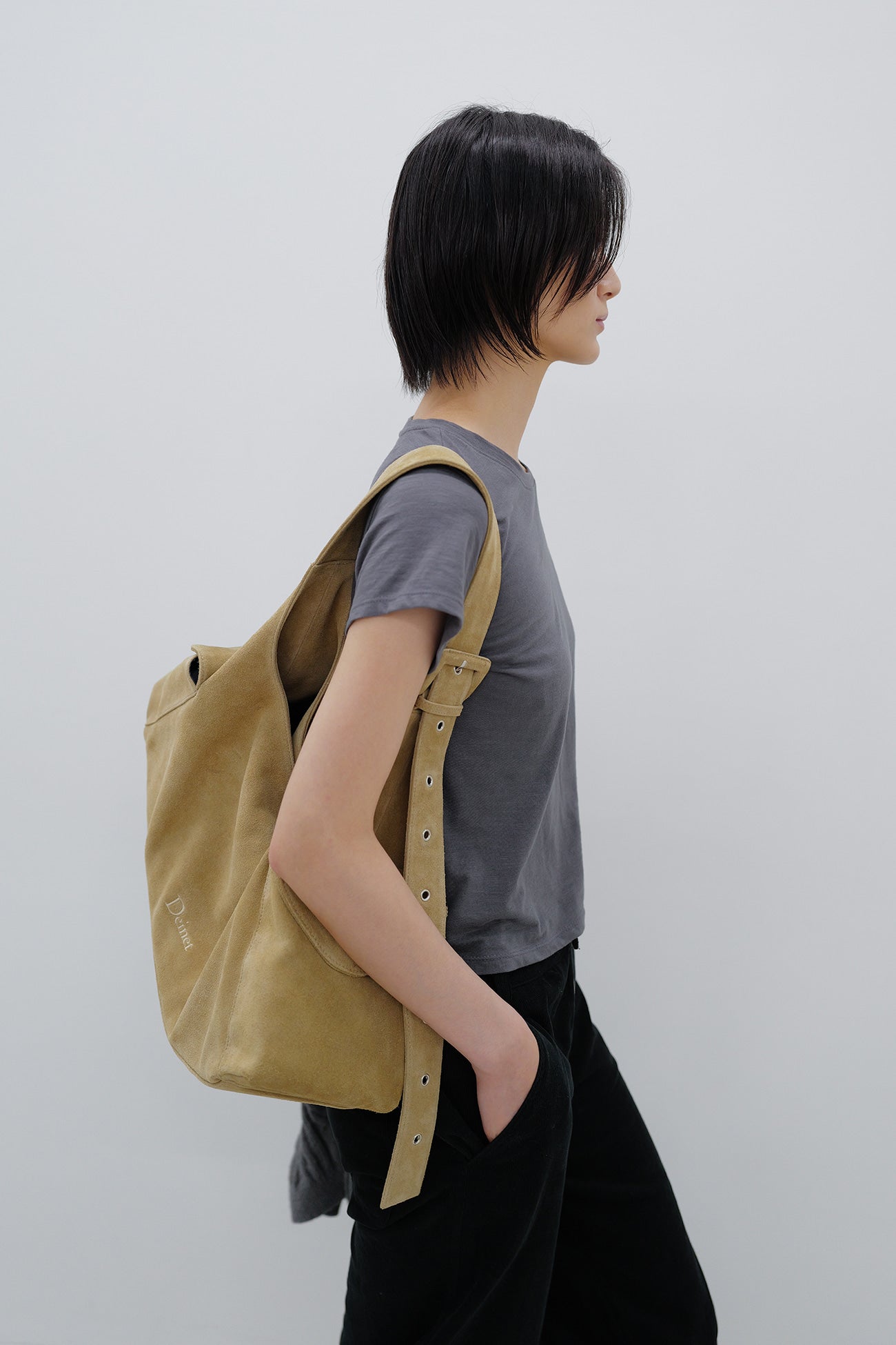 Deinet - Deinet Suede Buckle Bag (Beige) product image 2 | TRAB K-Fashion Australia