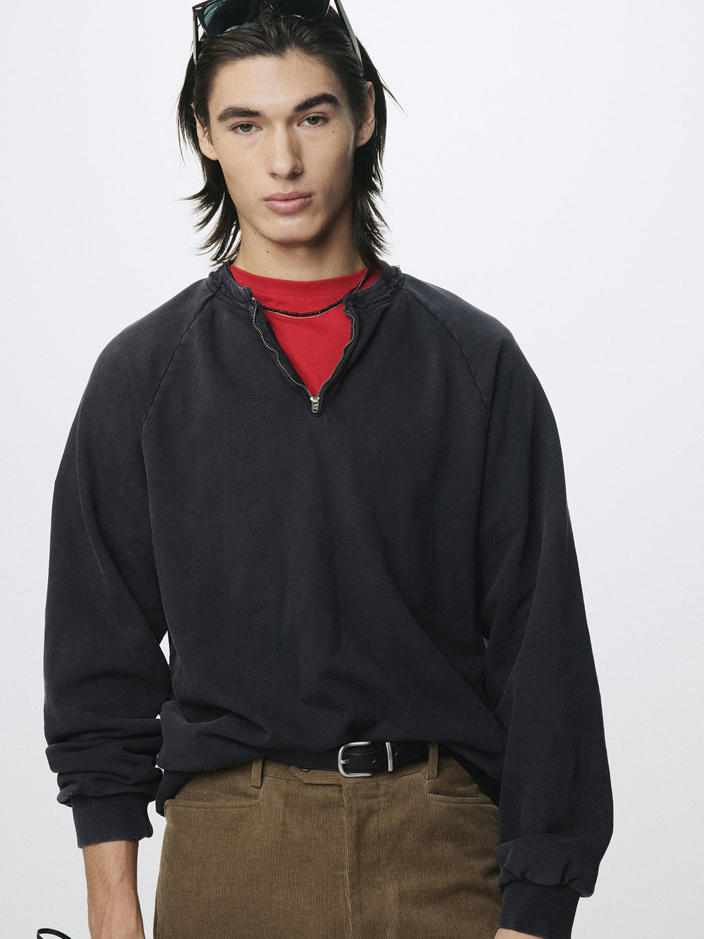Tonywack - Garment Dyed Zip Sweatshirt (Faded Black) product image 5 | TRAB K-Fashion Australia