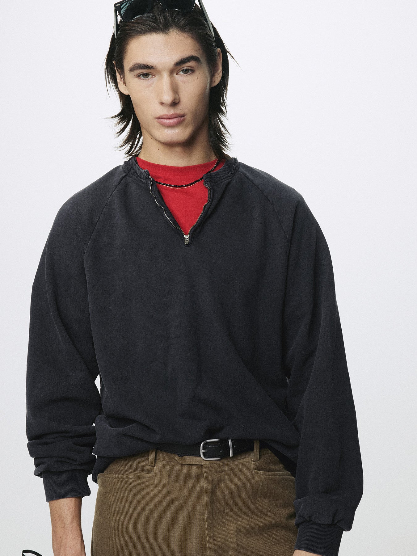 Tonywack - Garment Dyed Zip Sweatshirt (Faded Black) product image 5 | TRAB K-Fashion Australia