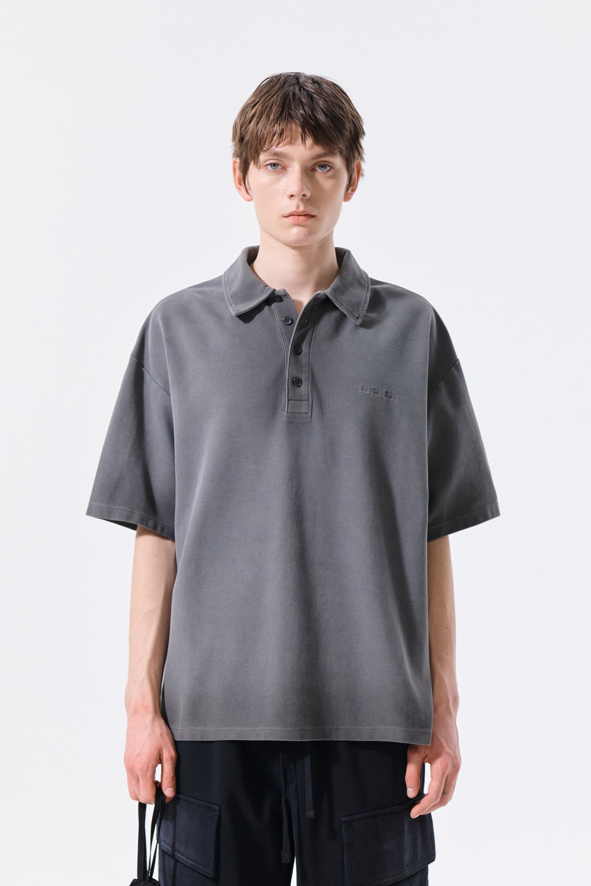 Matin Kim - Small Logo Washed Pique Top (Charcoal) product image 11 | TRAB K-Fashion Australia