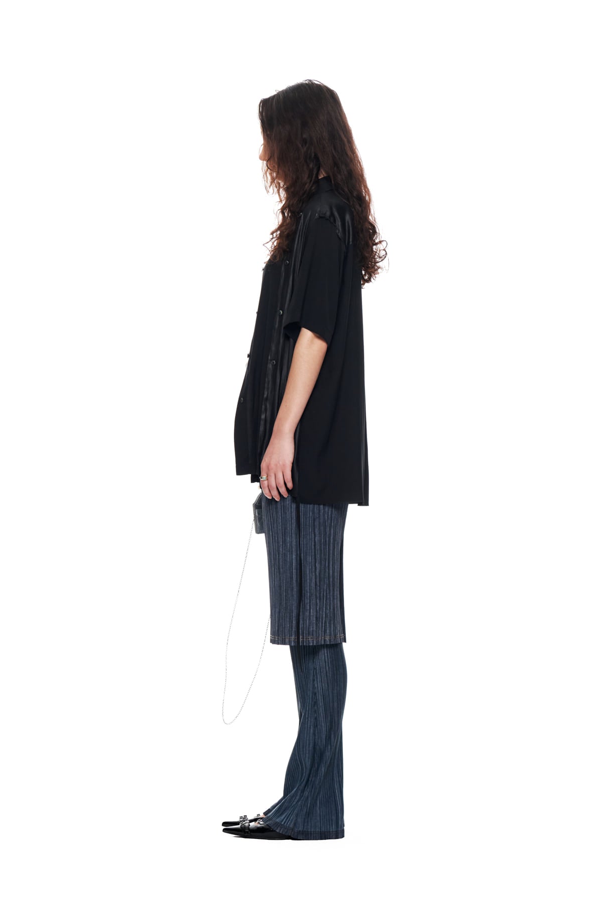 Matin Kim - Pleats Stitch Layered Skirt (Navy) product image 6 | TRAB K-Fashion Australia