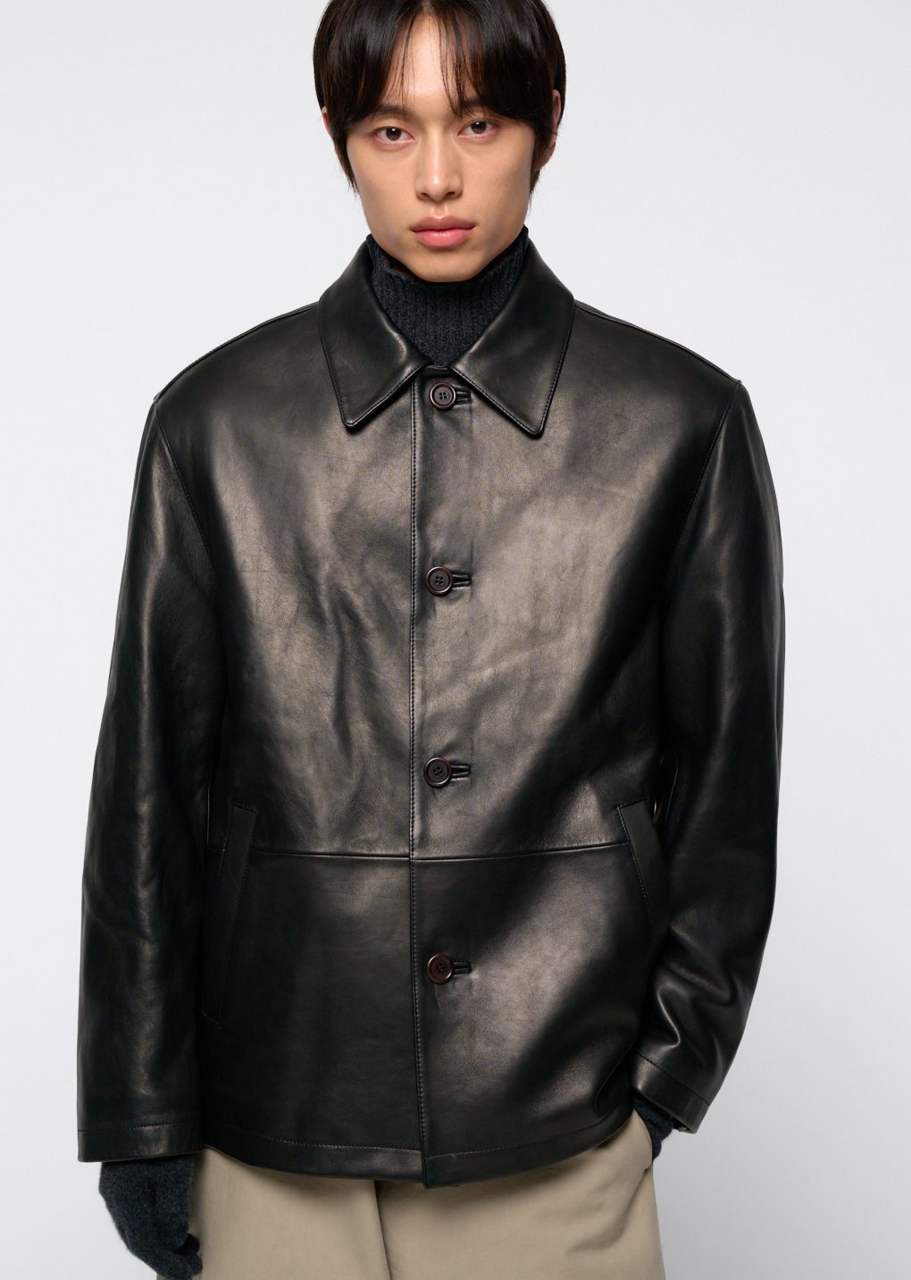 Amomento - Lambskin mid jacket (Black) product image 7 | TRAB K-Fashion Australia