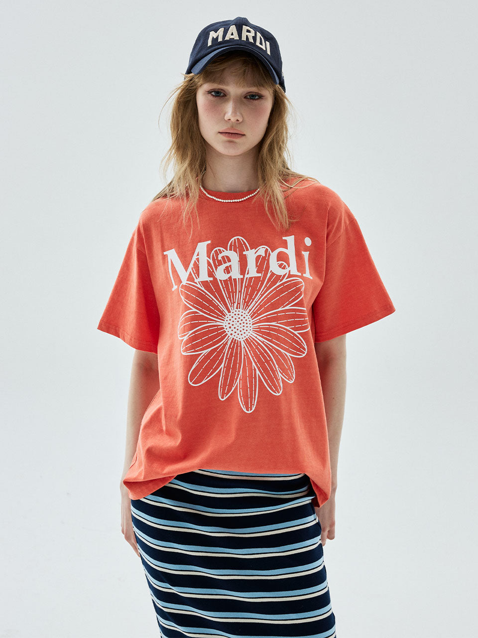 Mardi Mercredi - Tshirt Flowermardi Pigment Washing (Orange White) product image 1 | TRAB K-Fashion Australia
