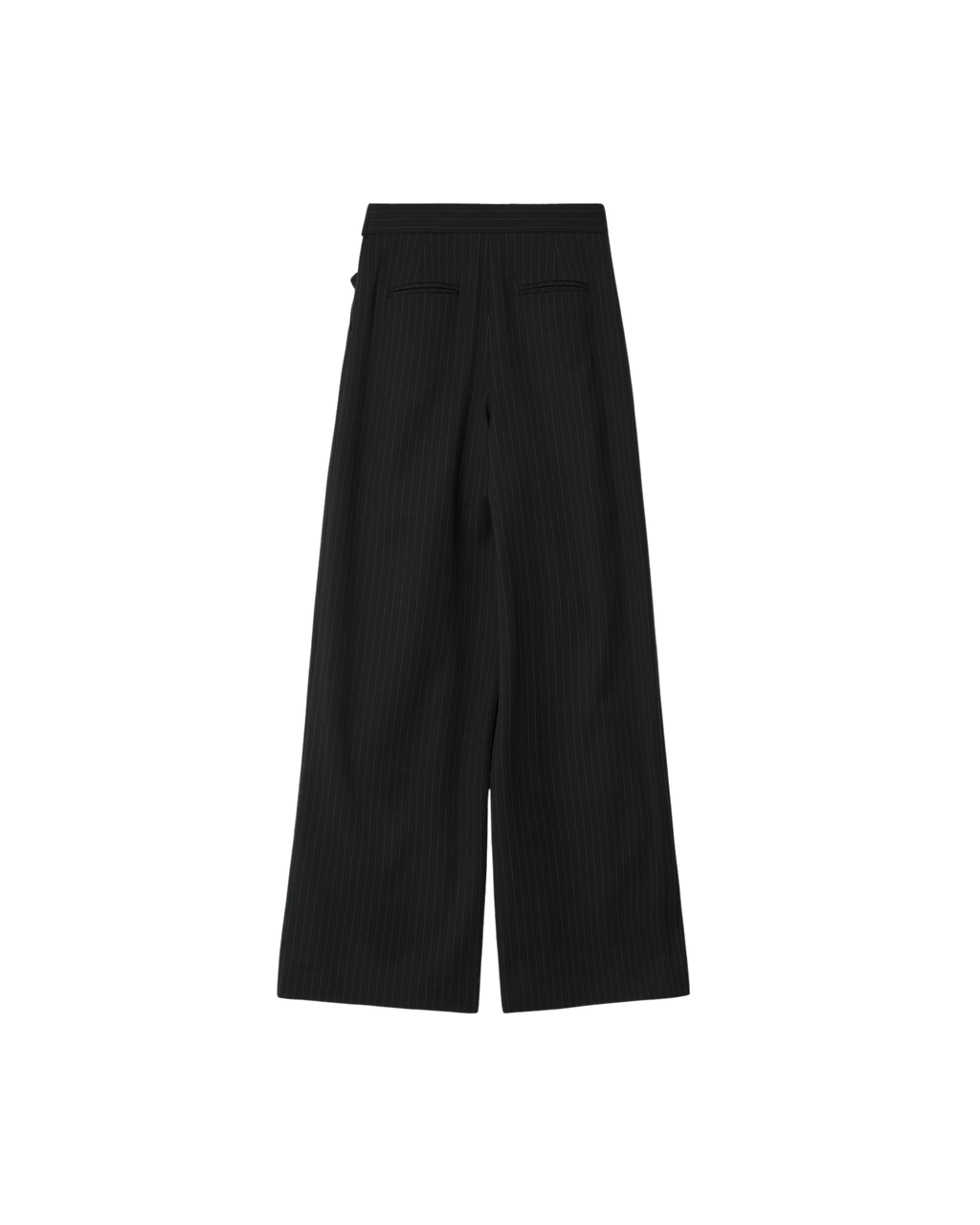 Kimhe Kim - Stripe Wool-Blend Belted Wide Leg Trousers (Black) product image 3 | TRAB K-Fashion Australia
